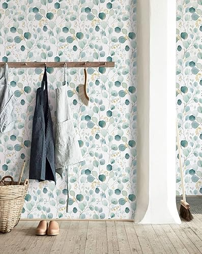 Miniatura 2 de Sevalo Papel tapiz de hojas para despegar y pegar, papel de contacto bohemio para gabinetes, papel tapiz floral de flores y hojas verdes, papel