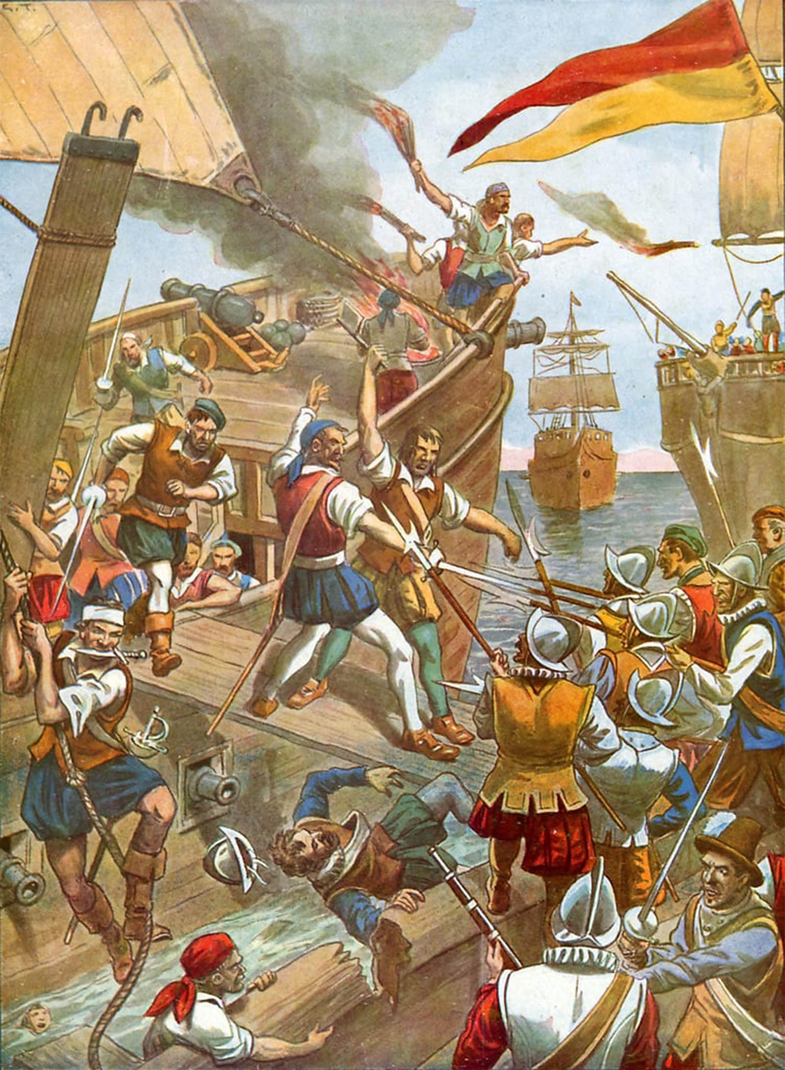Serendipitp No Frame Vintage Wall Art Canvas Nordic Poster Canvas Print Picture The Ship San Gabriele Of The Fleet Of Loayse Being Attacked By Tancredi Scarpelli Wall Art Poster For Home Decor 60X90cm