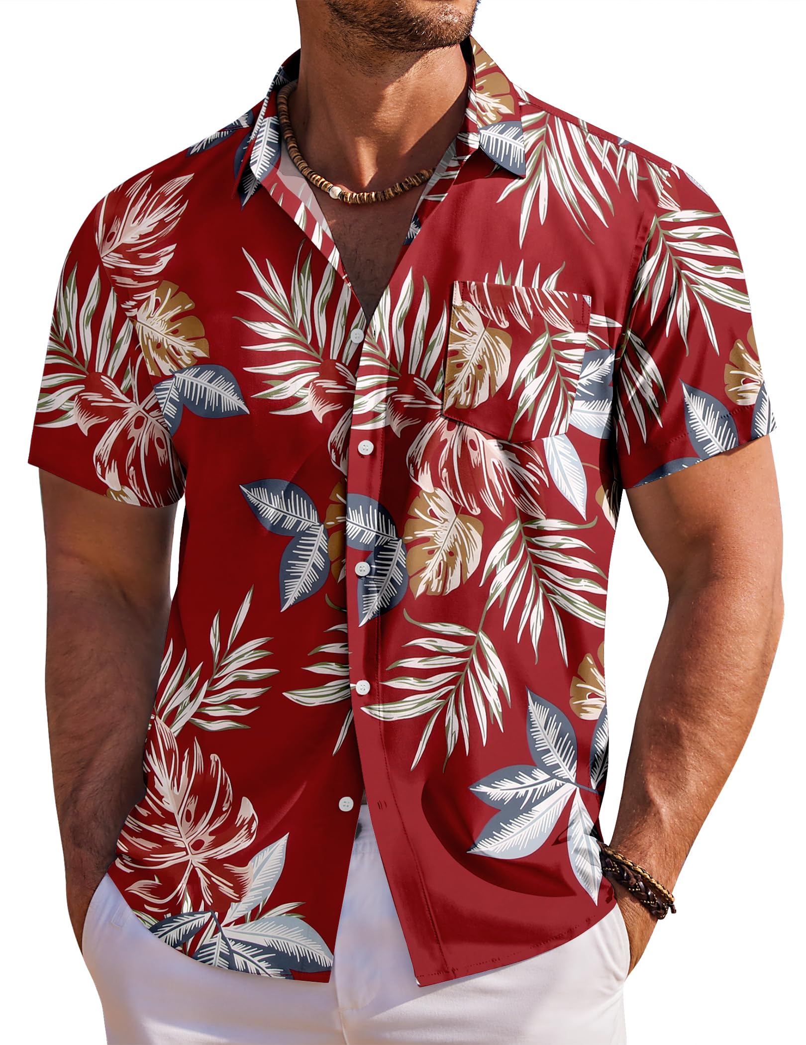COOFANDY Hawaii Hemd Männer Kurzarm Sommerhemd Hawaiihemd Herren Urlaubshemd Blumen Strand Hemd Regular Fit