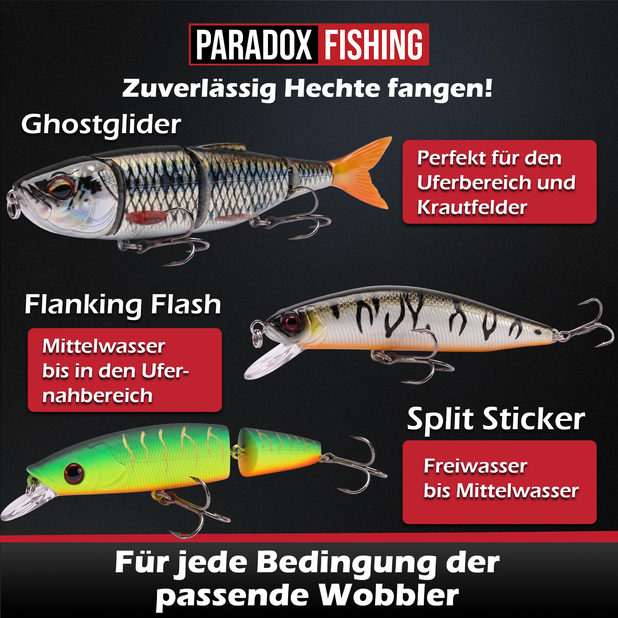Paradox Fishing Firetiger Spinnrute I 2,1m/2,4m/2,7m I 5-20g/ 15-35g/ 20-60g I Barsch Rute I Zanderrute I Hecht Rute - Spinnruten