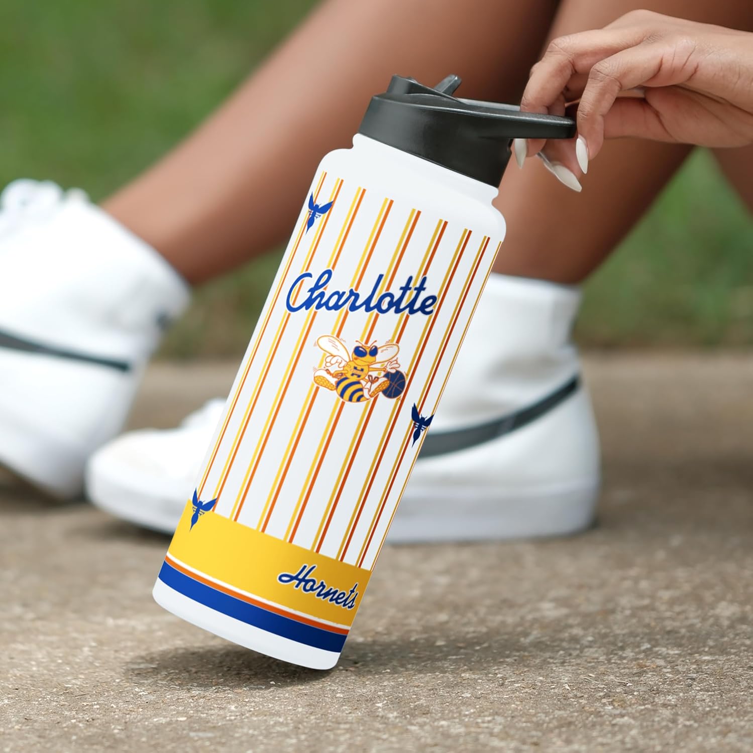 FANMATS NBA City Edition 34 oz Quencher Bottle – All-Over City Edition Design, Double-Wall Insulated to Keep Drinks Cold for Hours, Leak-Proof Lid, Built-In Straw
