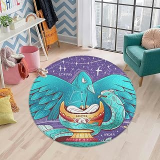 Small Round Rug 3ft Circular Circle Rugs Round Bathroom Entryway Bedroom Kitchen Washable Area Rug Carpet 3 Feet Cartoon The Constellation Raven Ancient Greek Myth About The Origin Rug