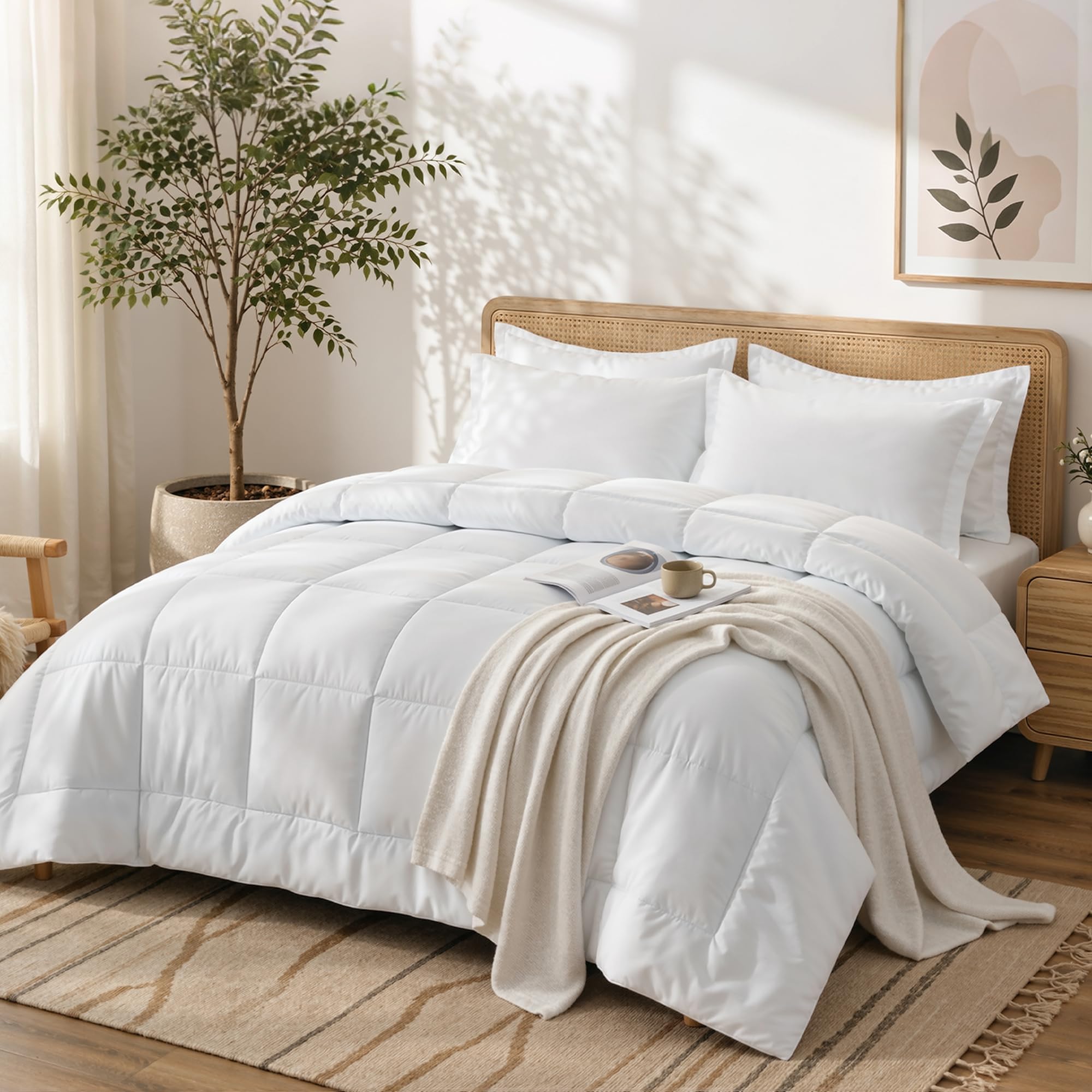 Piumino Letto Singolo 4 Stagioni 135x200 cm,Piumino Trapunta Morbido e Leggero,Caldo e Confortevole,Traspirante in Microfibra Facile da Curare Riempimento Caldo Bianco