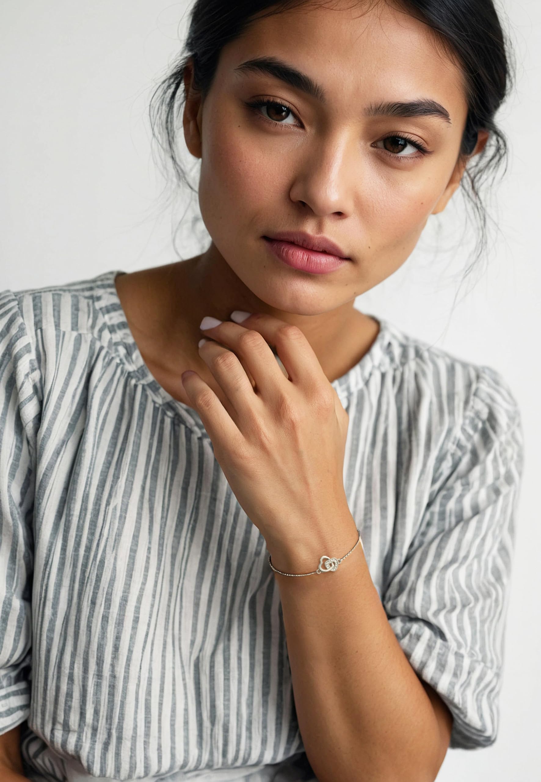 Sofia Milani - Bracciale da donna in argento 925 – con zirconi – doppio ciondolo a forma di cuore – B0396