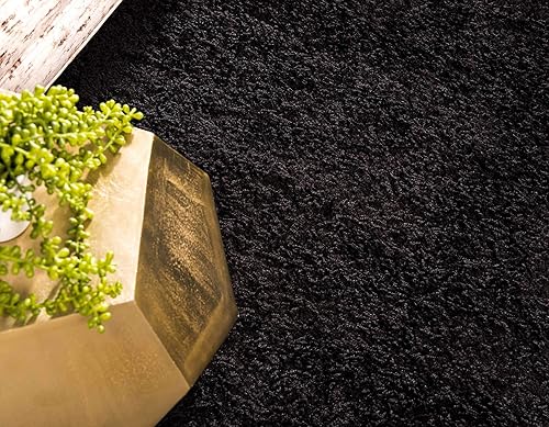 Miniatura 5 de Unique Loom Solid Shag Collection - Alfombra de área (6 pies 1 pulgada x 9 pies, rectangular, negro azabache)