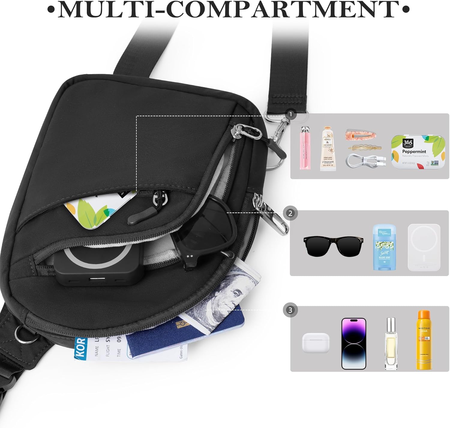 TOPEAST Anti Theft Crossbody Bags for Women Men, Small Sling Crossbody Bag Travel Purse Shoulder Wallet with RFID Blocking - Image 8