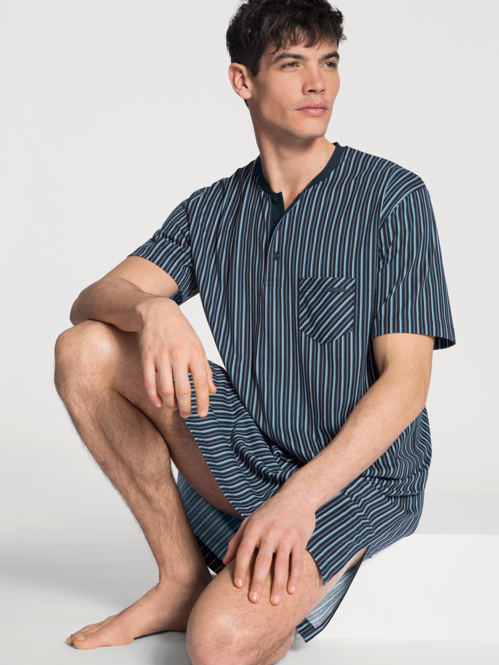 CALIDA Relax Imprint Herren-Nachthemd Herren, aus 100% Baumwolle, mit Knopfleiste