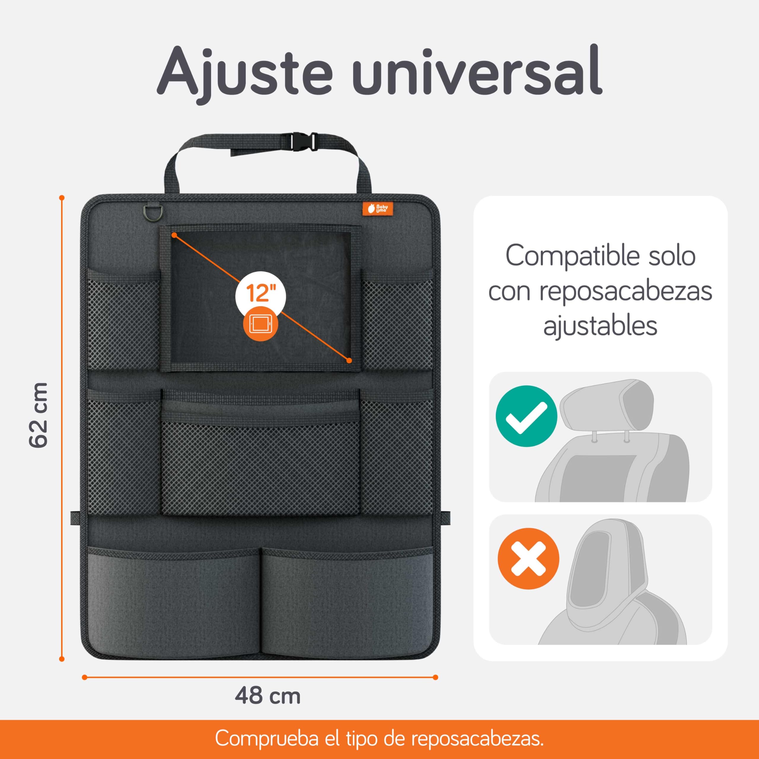 Organizador Asiento Trasero Coche Ninos Pack de 2 | Organizador Coche Asiento con Funda Tablet y Bolsillos | Organizador Asiento Coche Ninos | Protector Respaldo Asiento Coche | Accesorios Coche Ninos