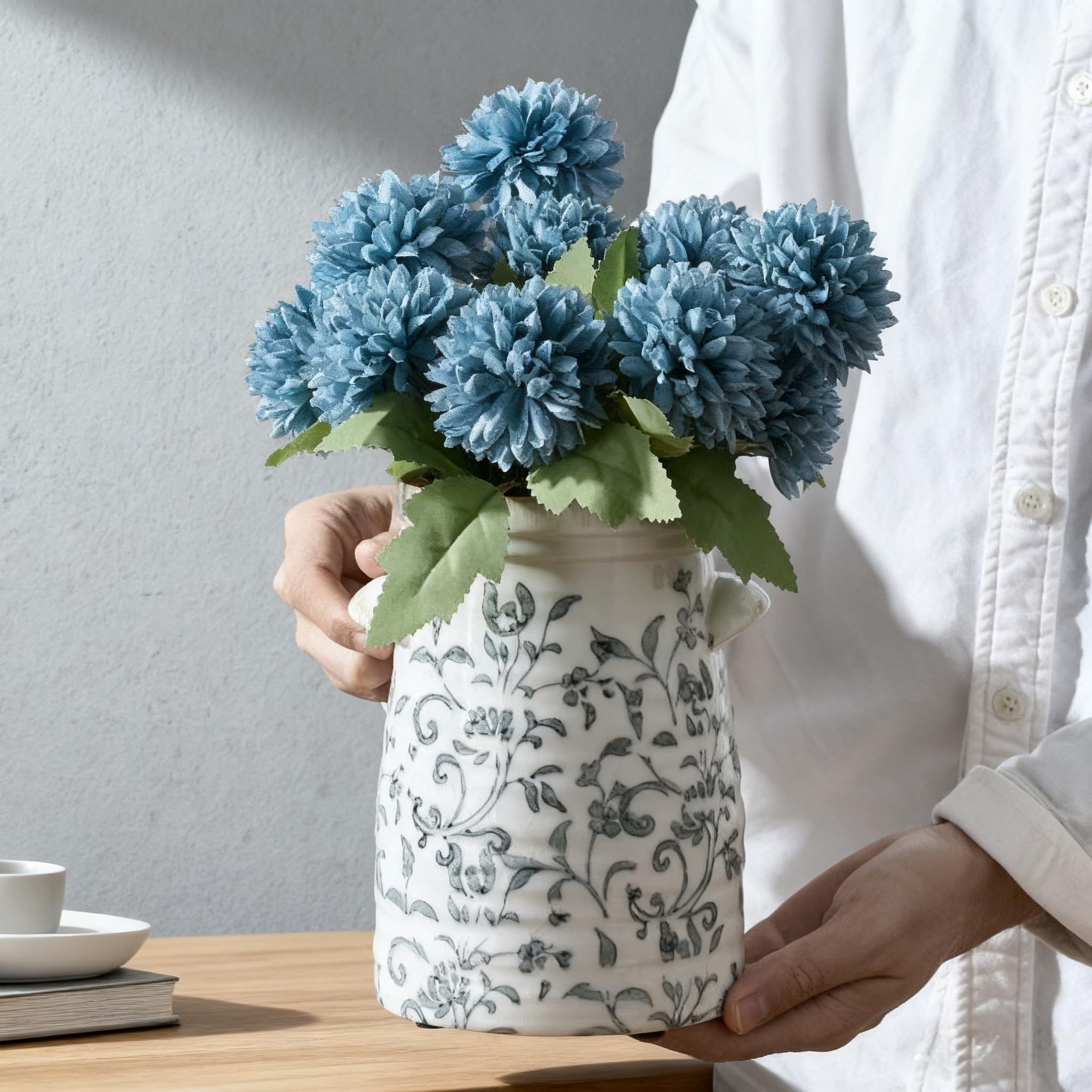 Amazon.co.jp: SIDUCAL セラミックグレーとホワイトの花瓶 2つの耳、8