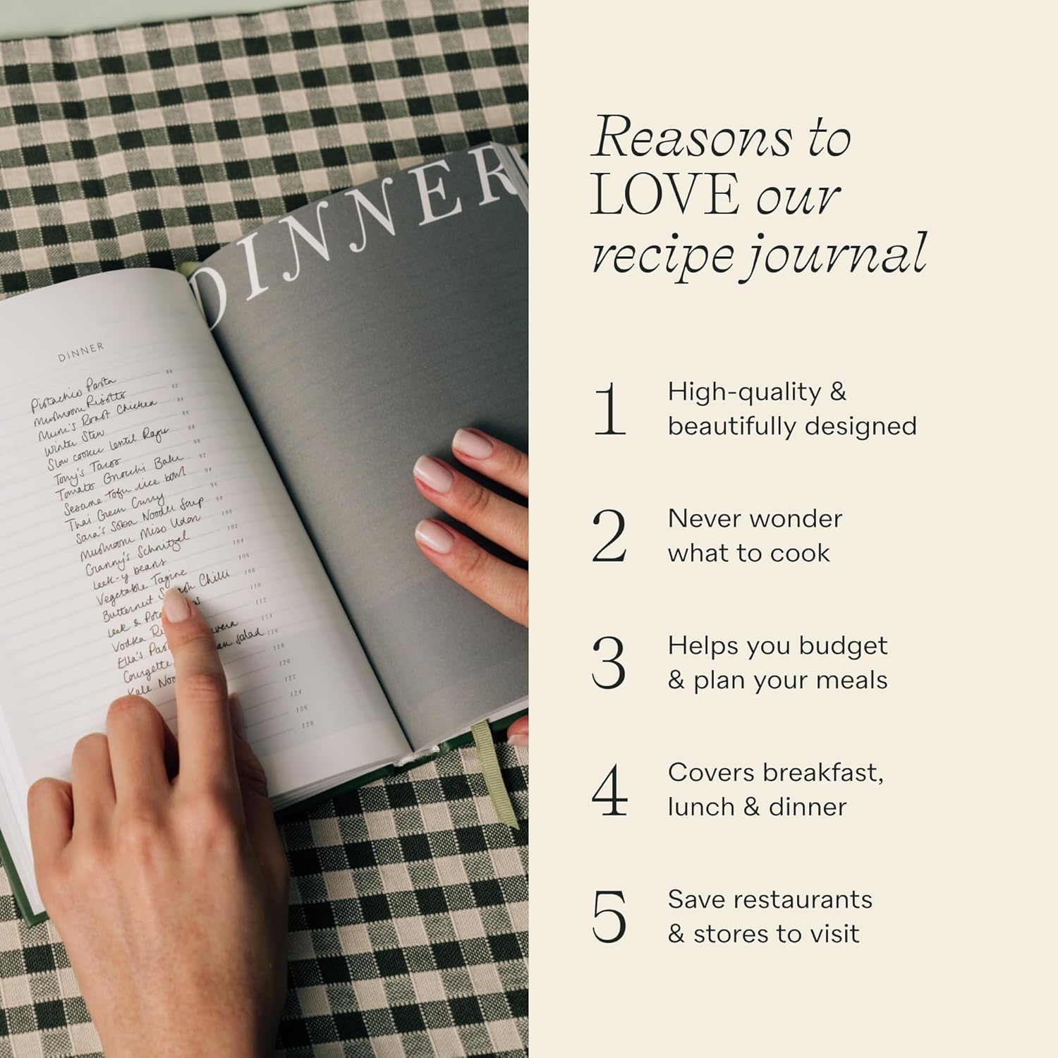 Papier Hardback Recipe Journal - Cream, 8.46" L x 6.02" W | Hardcover Food Recipe, Cooking & Dining Journal | Diary Preserves Family Traditions, Space for Meal Ratings, Cooking Hints & Tips