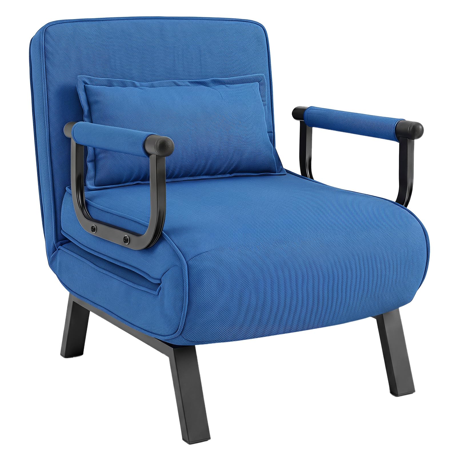 COSTWAY Folding Sofa Bed, Convertible Single Sofa Chair Bed (Blue)
