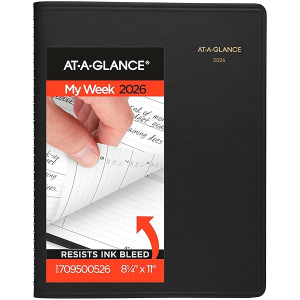 AT-A-GLANCE 2026 Appointment Book Planner, Weekly, 8-1/4" x 11", Large, Black (709500526)