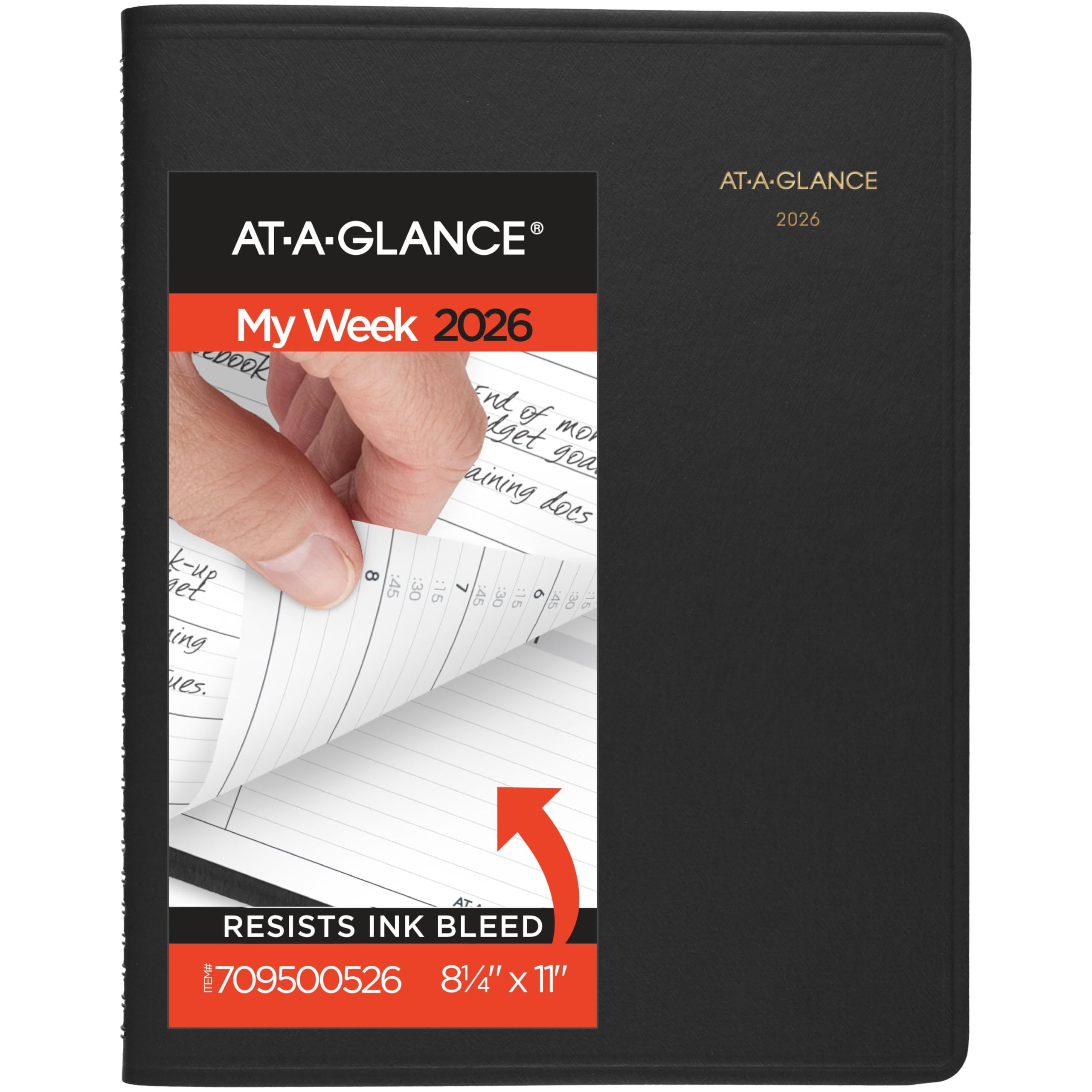 AT-A-GLANCE Terminkalender 2026, Wochenplaner, 21 x 27,9 cm, groß, Schwarz (709500526)