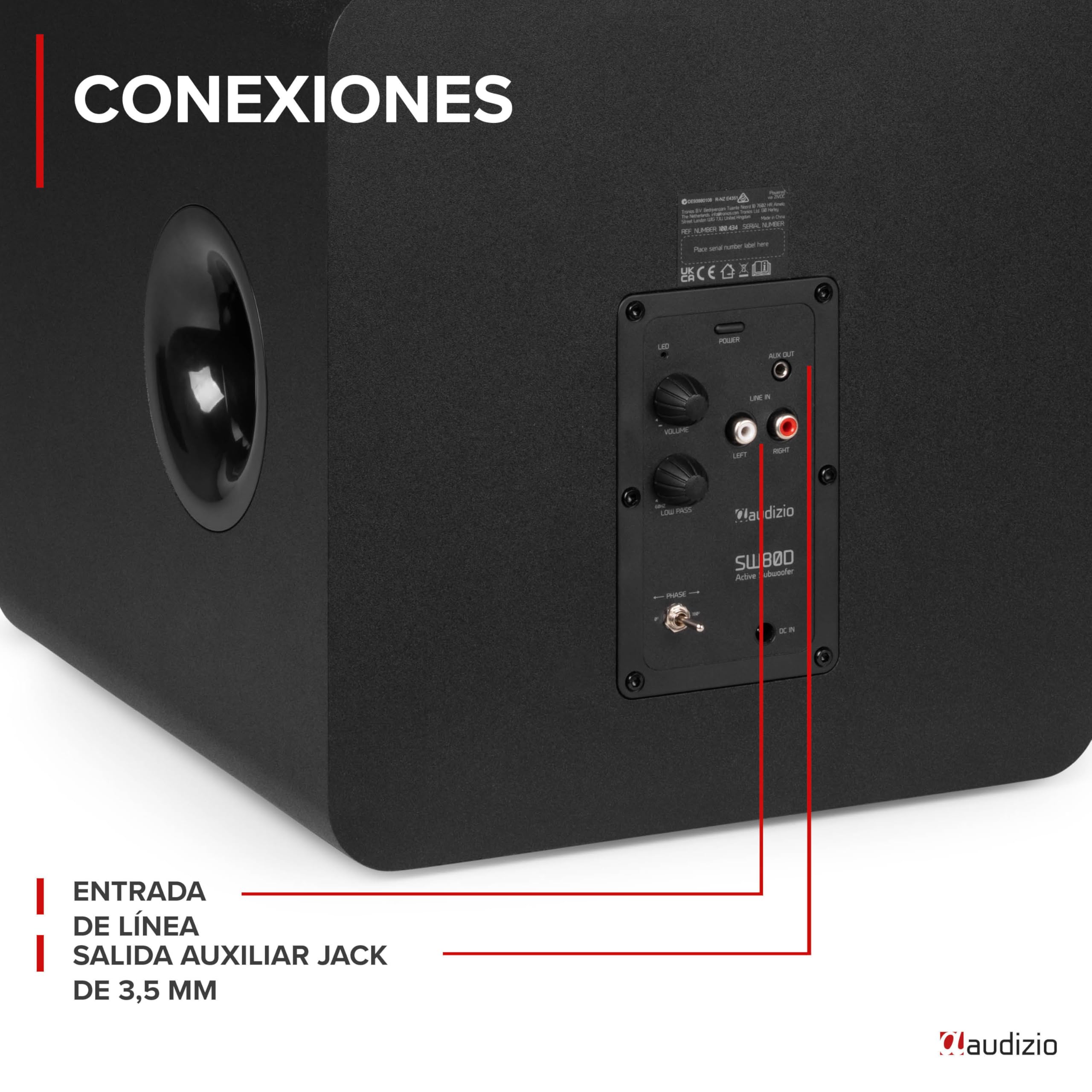 Audizio SW80D Caisson De Basses Actif Hi-FI 160W, Subwoofer 8" Avec Réglage Crossover Et Volume Indépendant, Idéal Pour Home Cinema, Musique Et Gaming