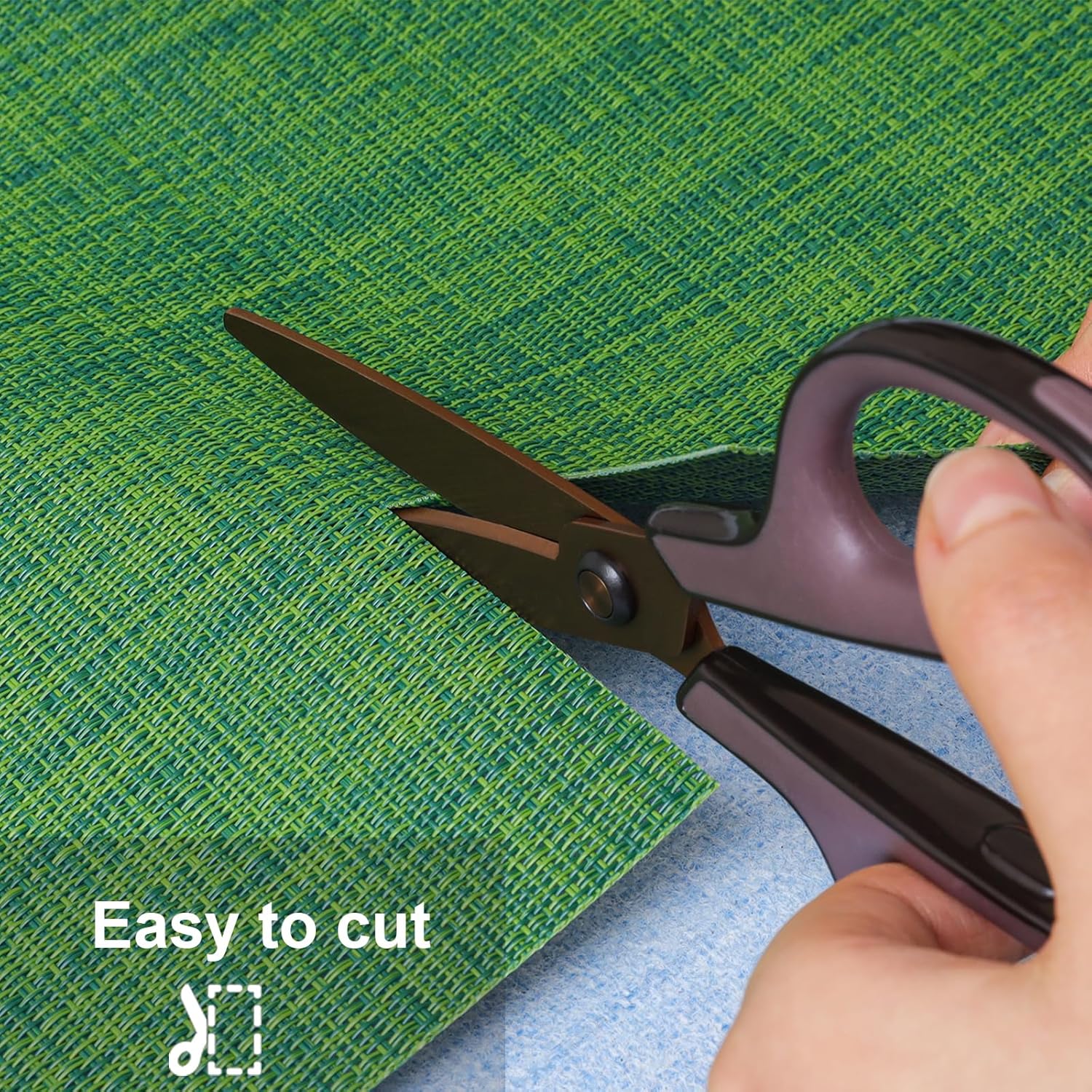 Myir JUN Placemats Set of 8, Vinyl Woven Placemats Place Mats Indoor Set of 8 Washable Table Mats Non-Slip Place mats for Dining Table (Dark Green, Set of 8)