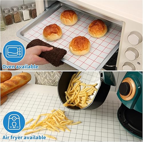 Miniatura 7 de Rollo de silicona para hornear de 16 pulgadas x 5 pies, corte libre, tapete antideslizante para repostería, forro antiadherente reutilizable para