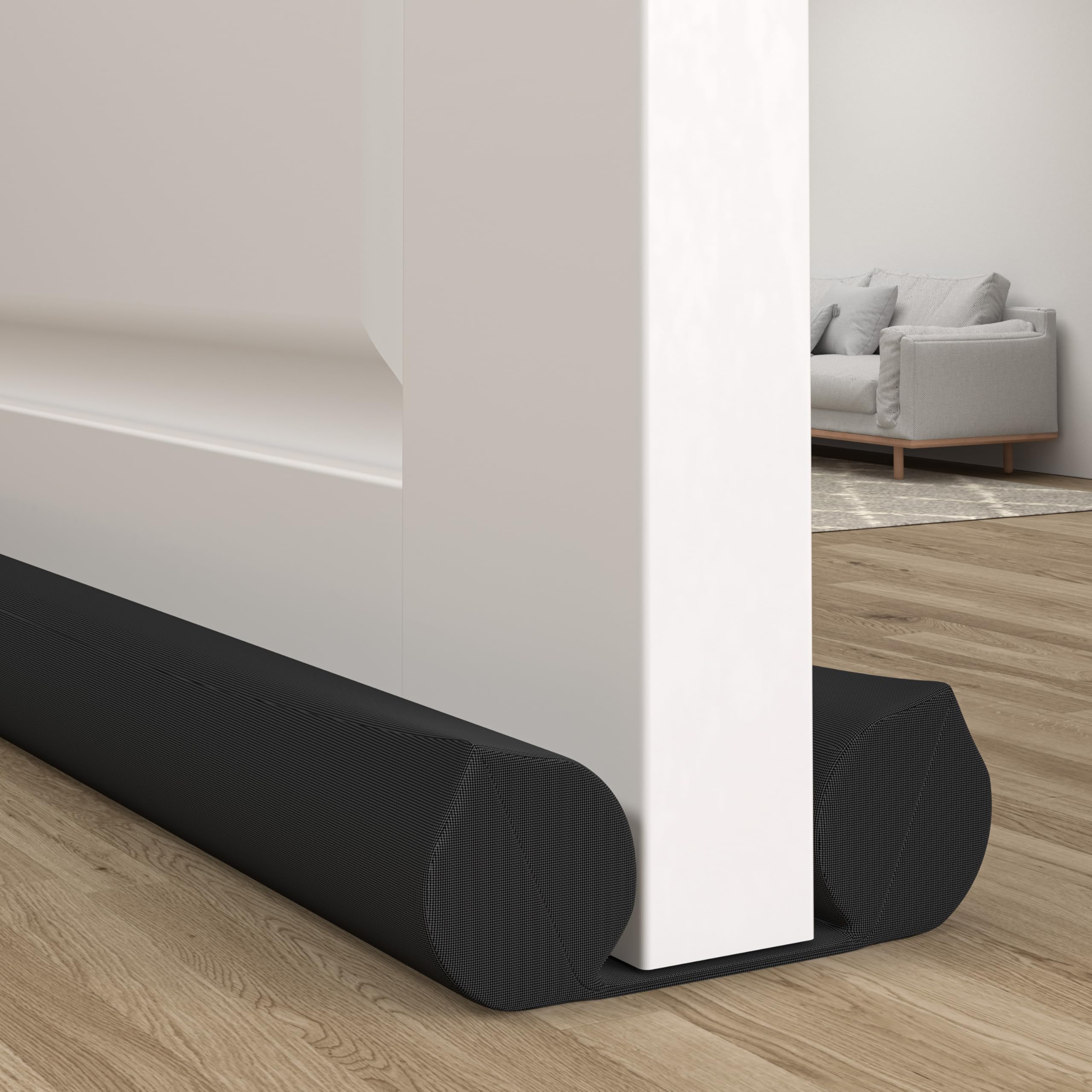 HIZH Double Sided Draught Excluder | Extra Thick Foam for Maximum Noise Blocking | Reduces Energy Bills & Stops Cold Air | 96cm Cut-to-Size Under Door Seal (Black)