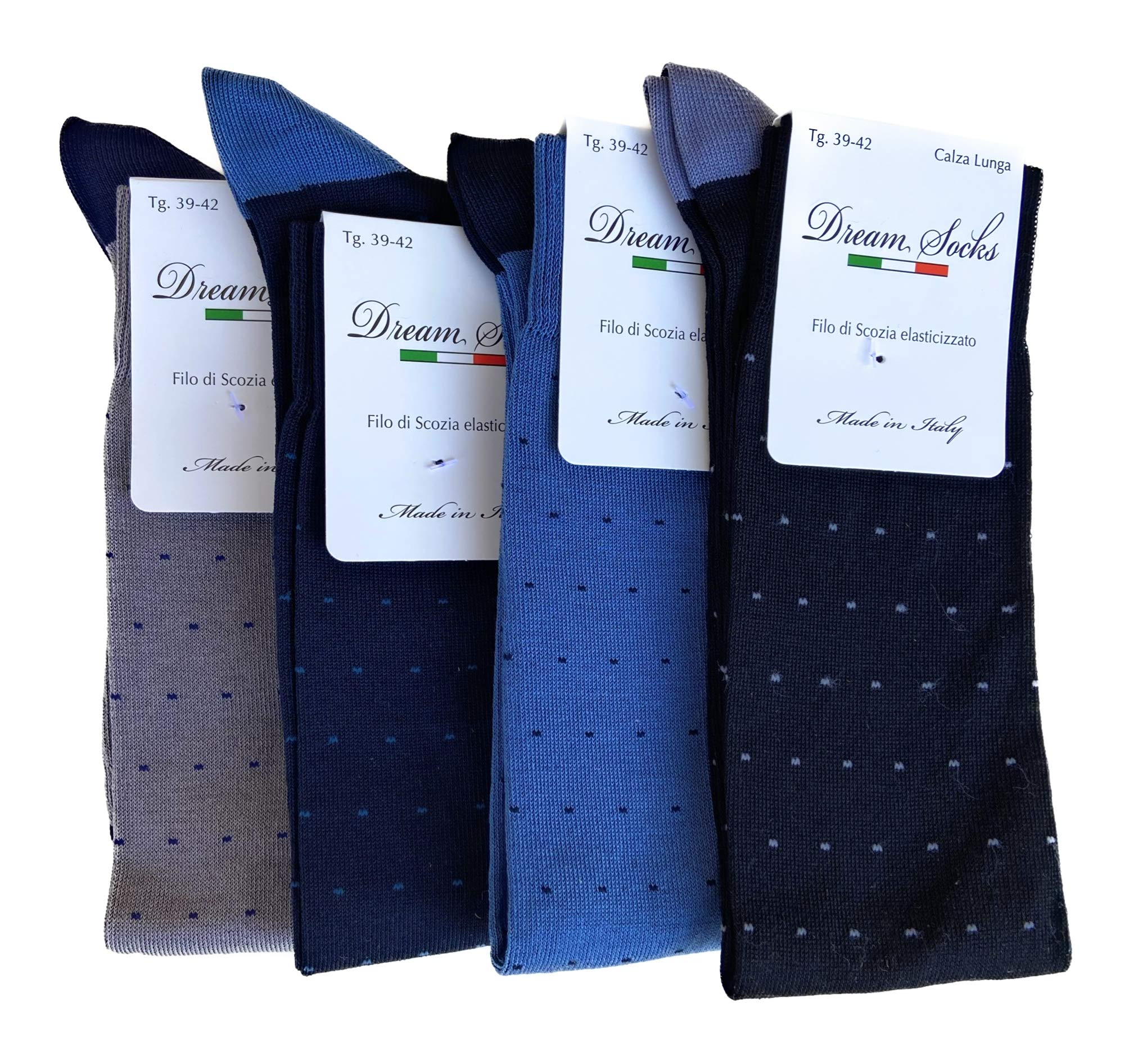 Calze LUNGHE da Uomo in Cotone Filo Di Scozia Elasticizzate,Molto Leggere,Colorate-Disegnate-Tinta Unita,Made In Italy