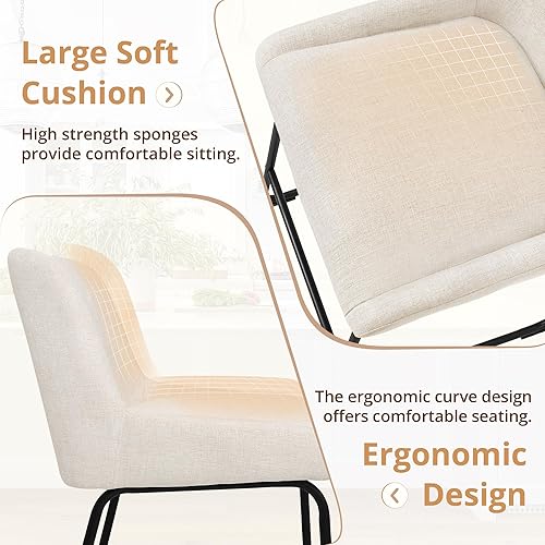 Miniatura 5 de LUE BONA Juego de 4 taburetes de bar de altura de mostrador de 26 pulgadas, taburetes de bar tapizados de lino, taburete de bar con respaldo,