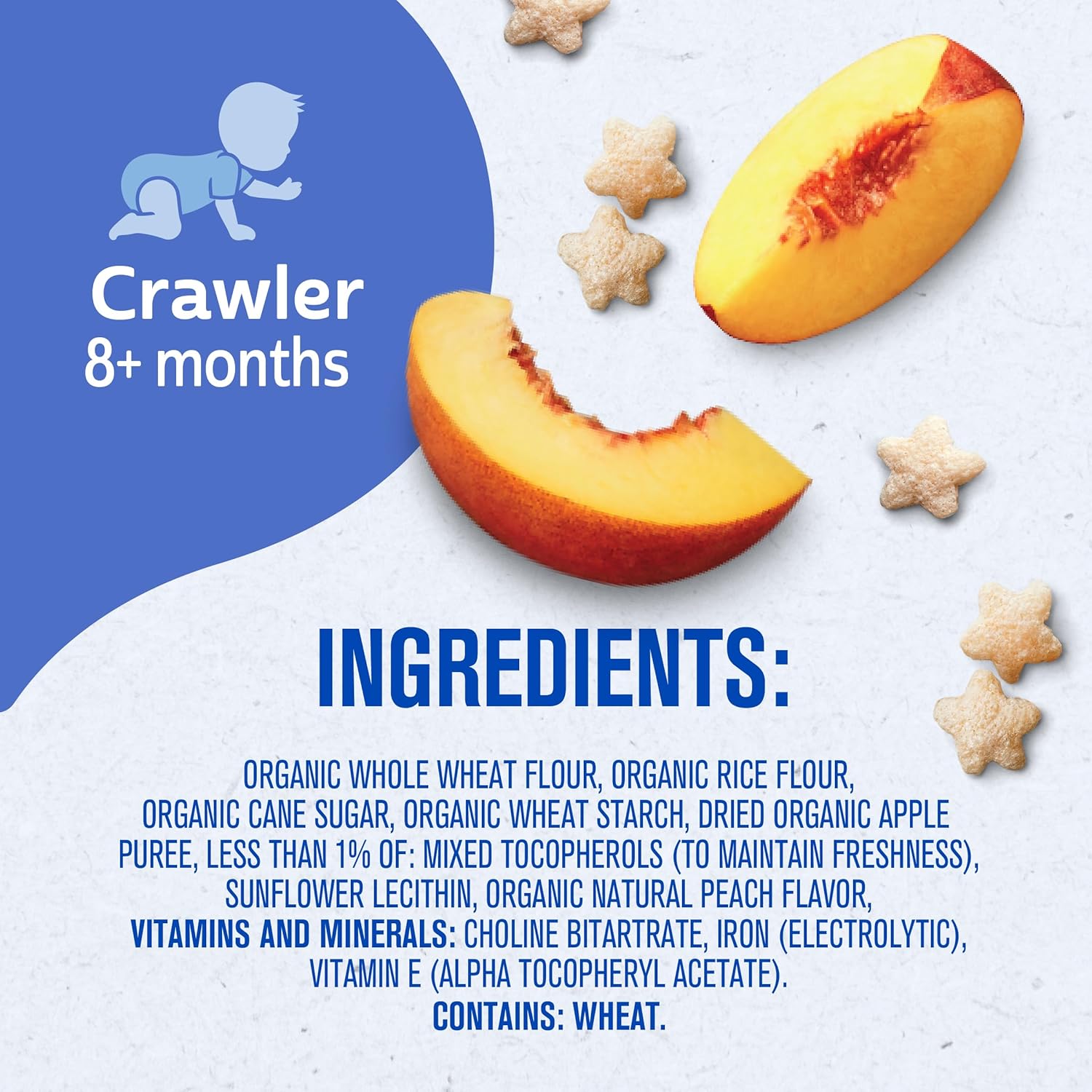 Gerber Snacks for Baby Grain & Grow Puffs, Peach, Puffed Grain Snack for Crawlers, Non-GMO & Baby Led Friendly Snacks, 1.48-Ounce Canister (Pack of 3)