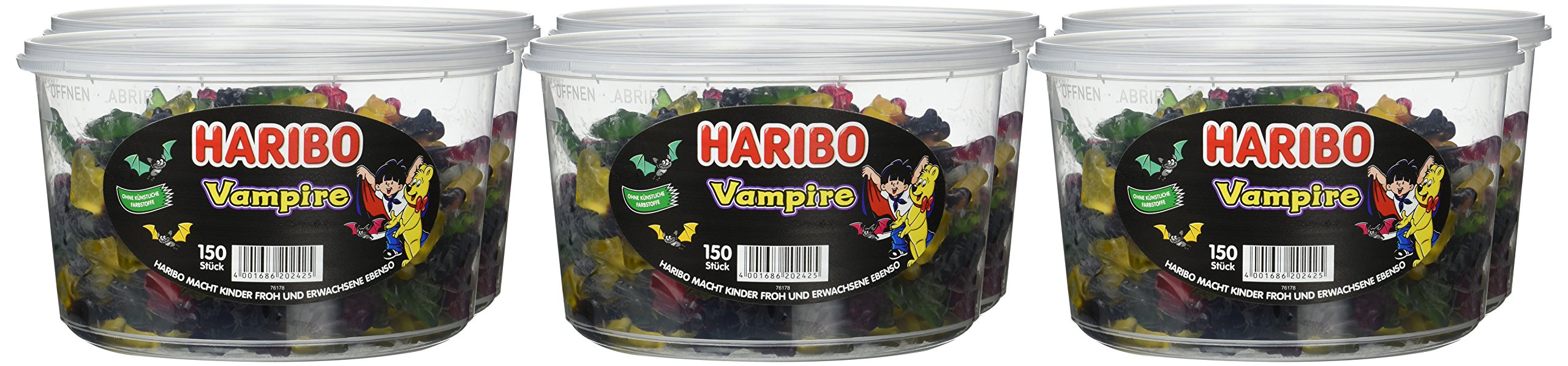 Haribo Vampis 150 Stück in Runddose, 6 x 1200g/ Vorteilspack