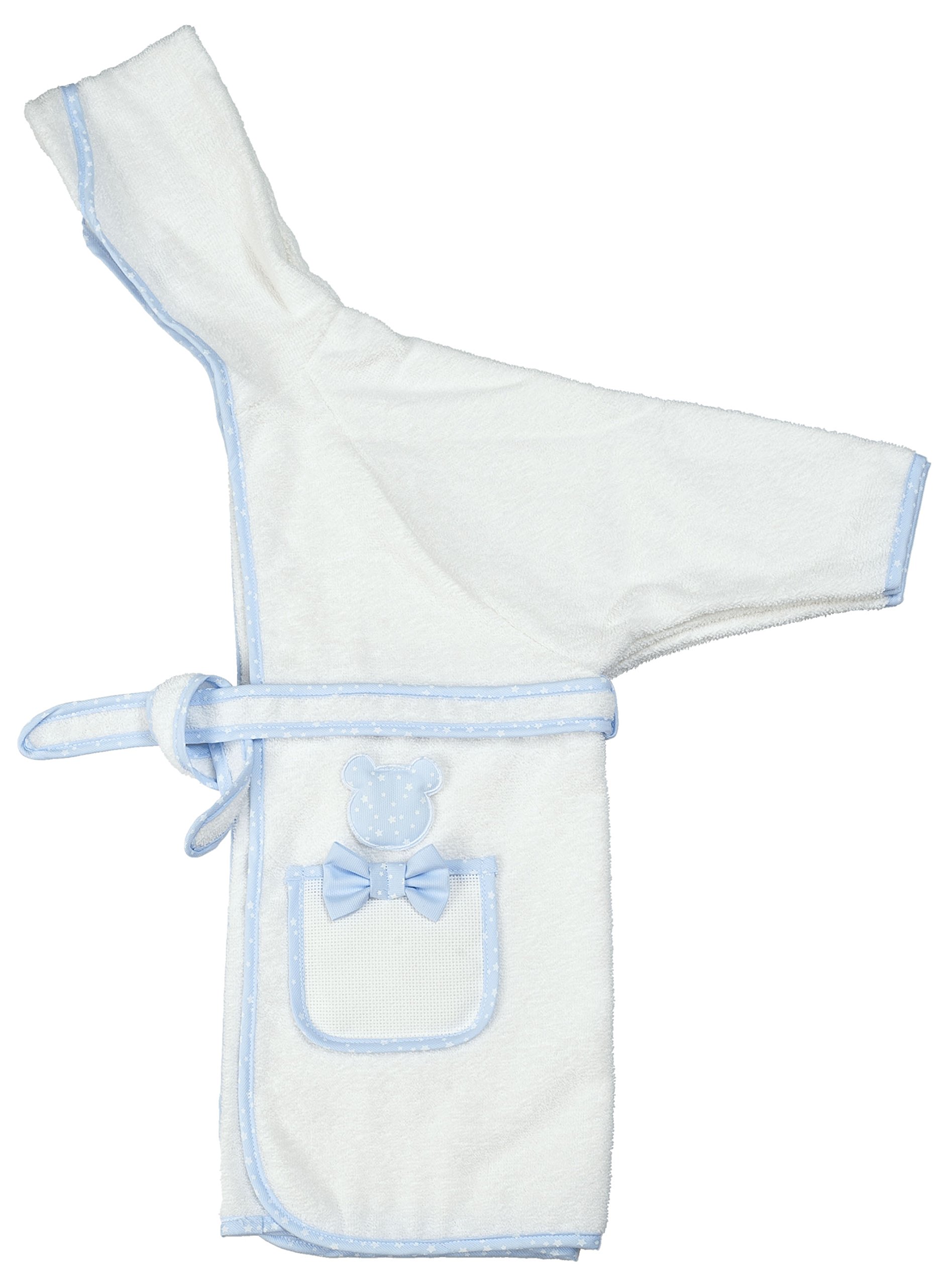 Filet - Accappatoio Con Maniche E Cappuccio I Adatto Ai Bambini (Massimo 2 Anni) I Morbida Spugna I 100% Cotone I Prodotto Italiano- Bianco, Azzurro