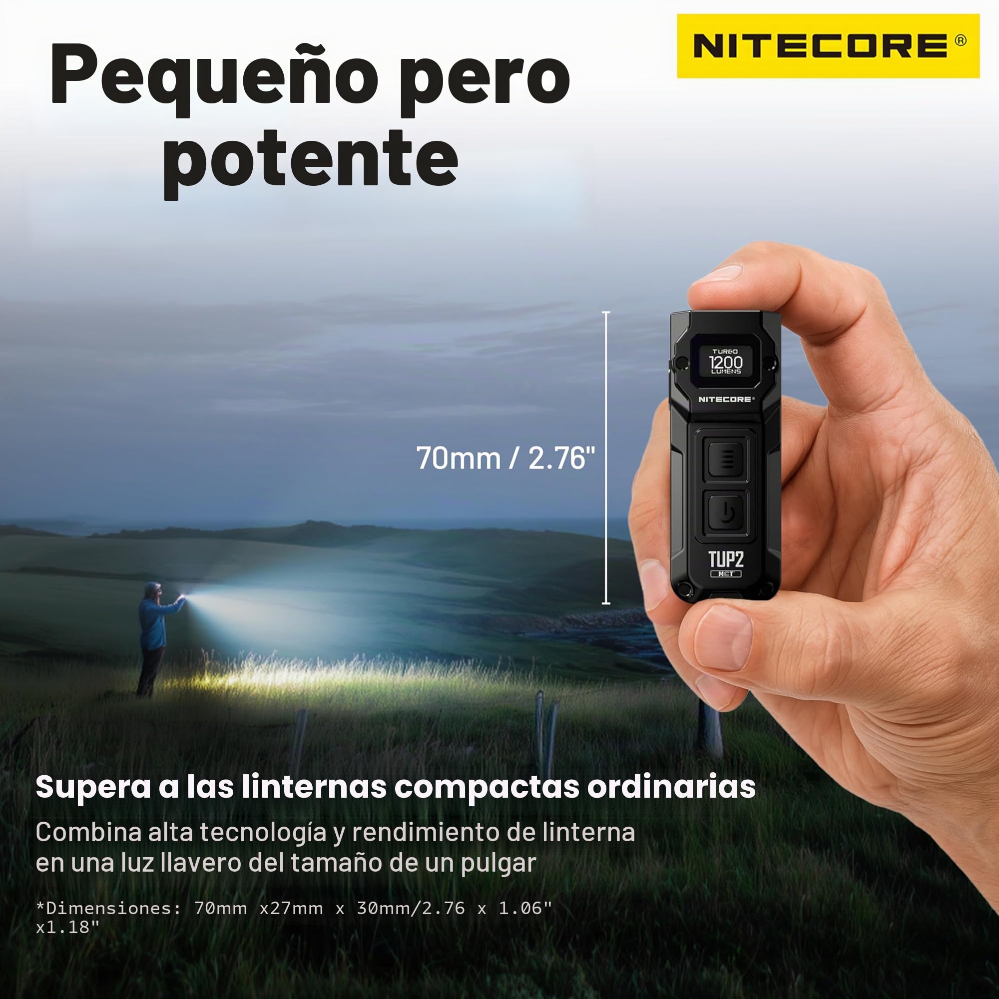 Nitecore TUP2 MCT - Linterna de llavero EDC inteligente con tres temperaturas de color, 1200 lúmenes, retráctil (Azul Cobalto)