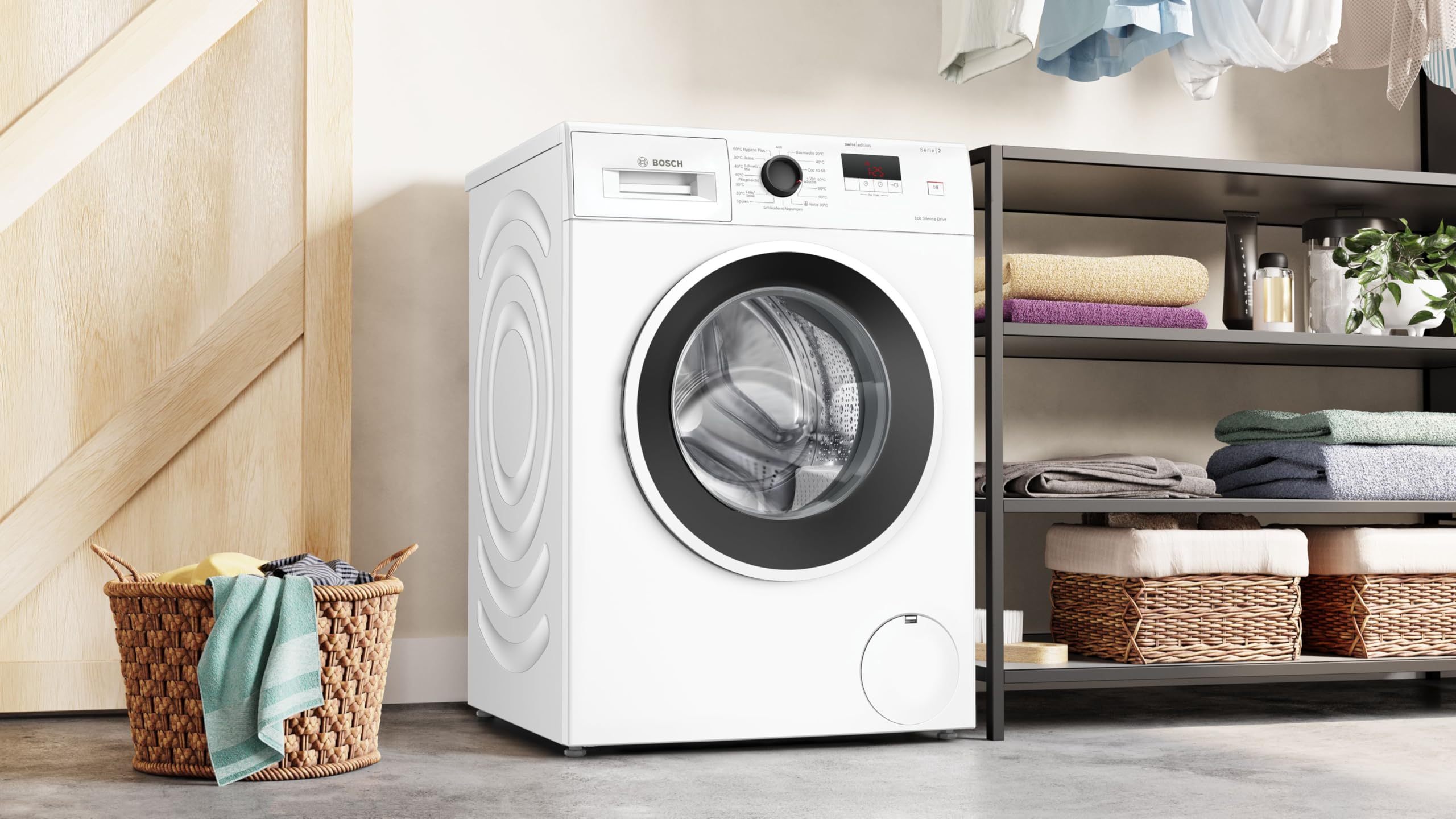 Bosch Waschmaschine 7 kg Serie 2 1400 UpM LED-Display Speed Perfect Hygiene Plus