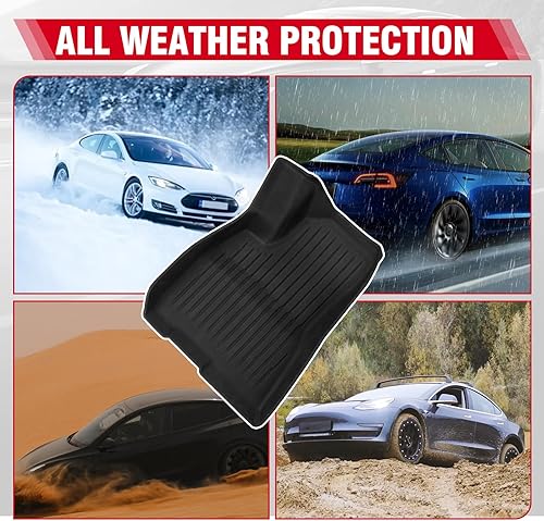 Miniatura 7 de Partol Alfombrillas para Tesla Modelo 3 2021 2022 2023, 6 piezas de TPE impermeables juego de alfombrillas de piso 3D de cubierta completa