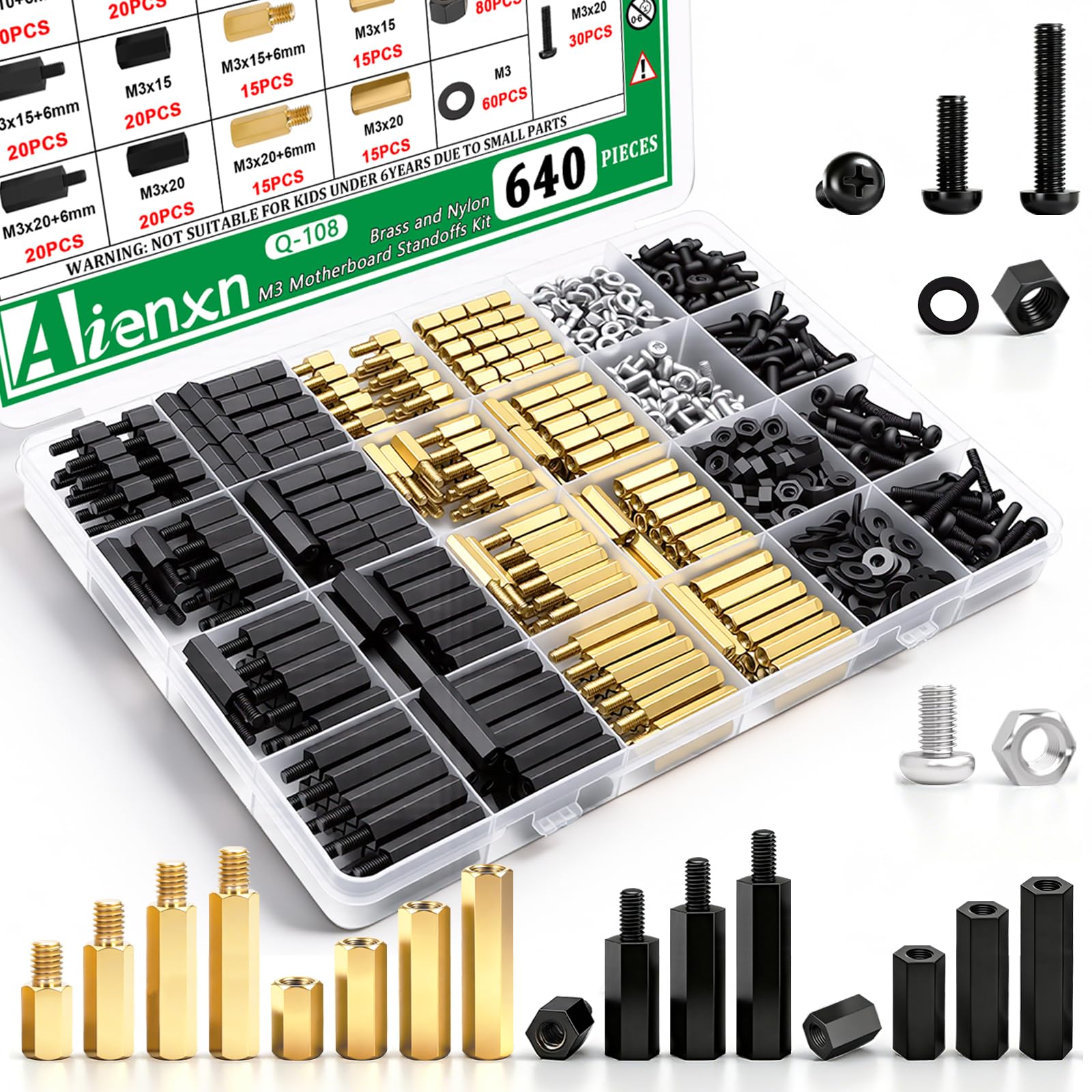 Motherboard Standoffs Kit - 410PCS Nylon Screws & Nuts -9