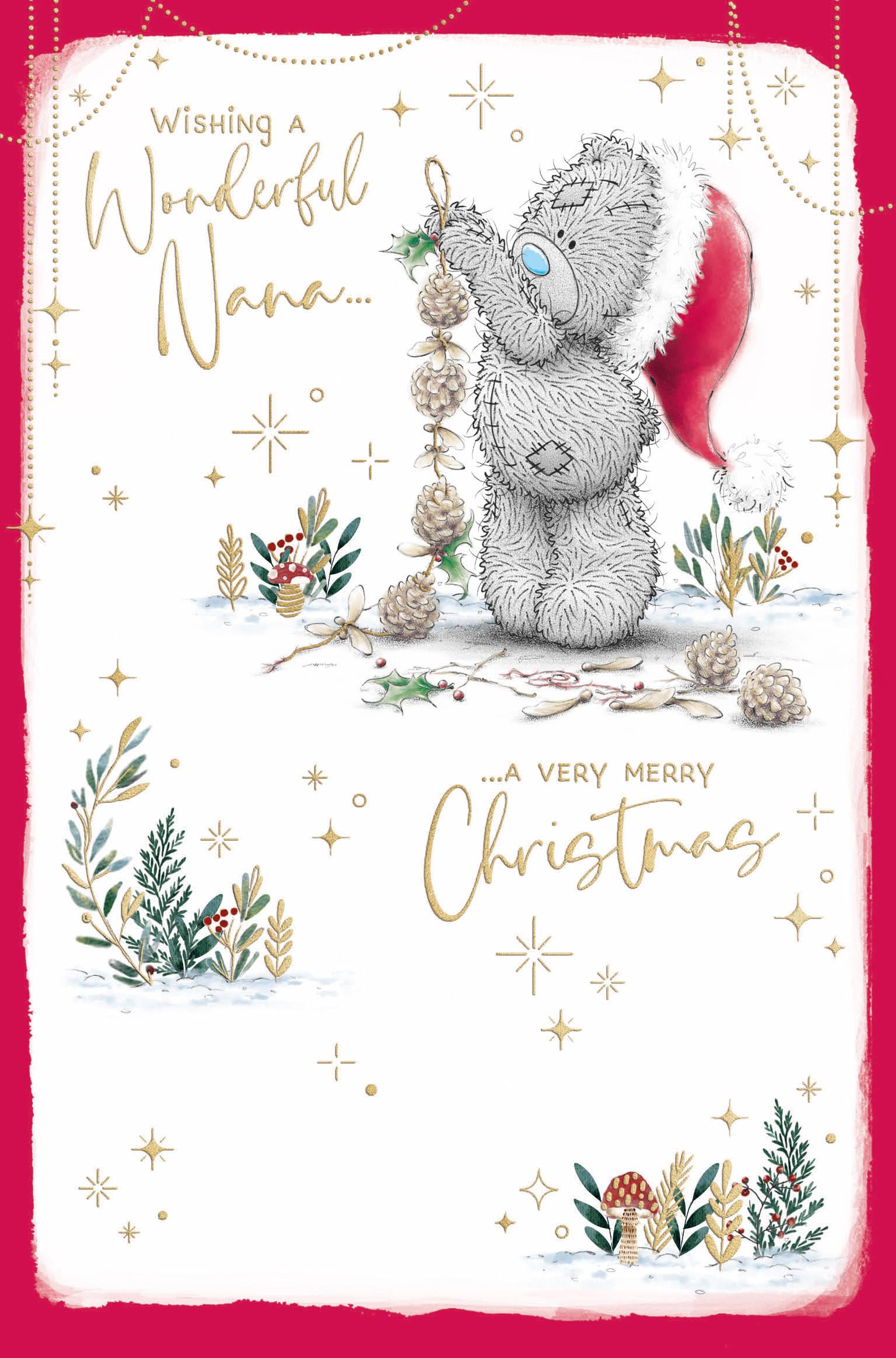 Me To You Tatty Teddy Cute Christmas Card For Wonderful Nana 5x8ins - Official Collection