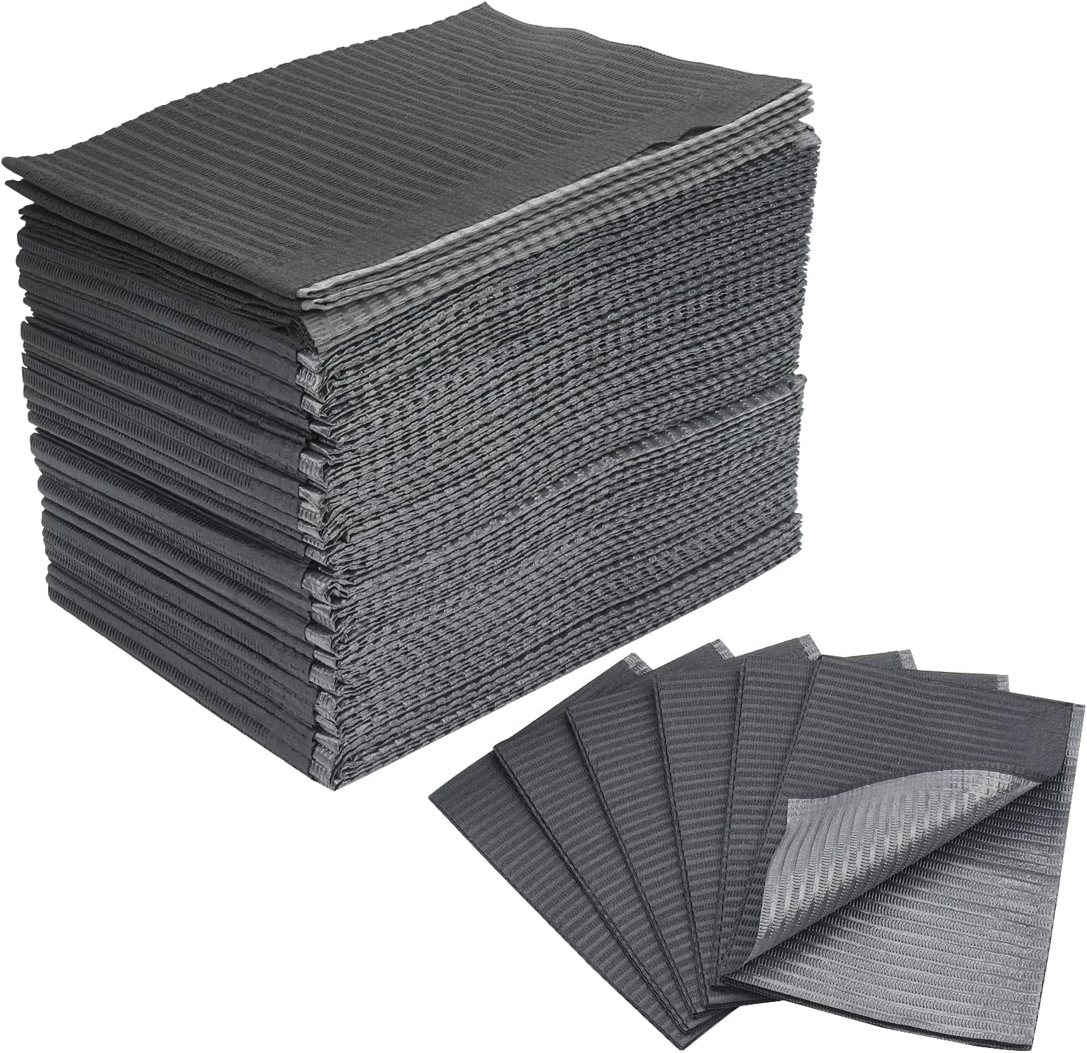 125 Pack Dental Bibs Disposable Waterproof Tablecloth 3 Ply Tattoo Piercing Bibs Napkin Tray Covers (Black)