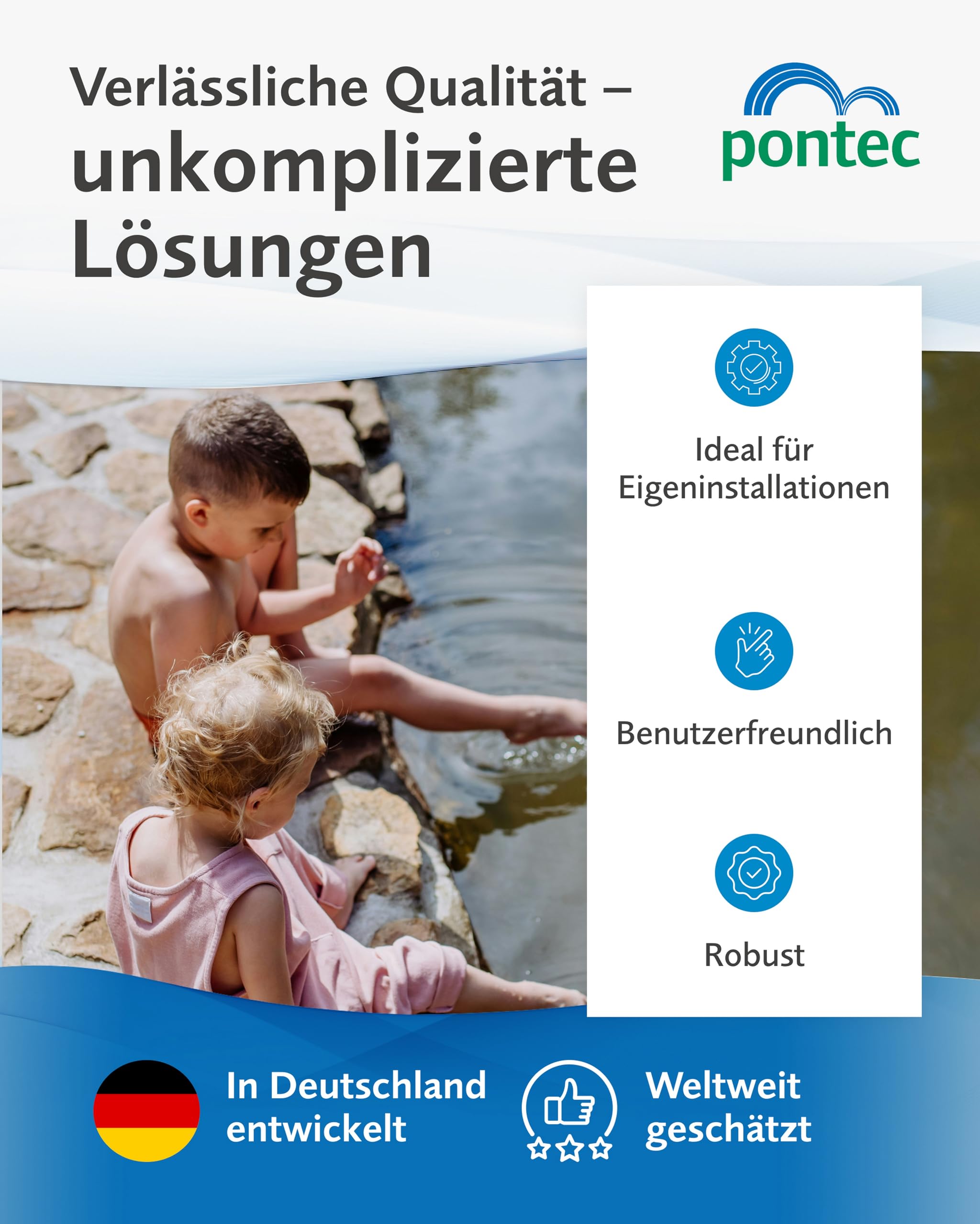 Pontec PondoAir Set 200 - Luftpumpen-Set zur Sauerstoffversorgung von Flora und Fauna / Teichbelüfter für den Einsatz an Teichen bis 2.000 l, Schwarz