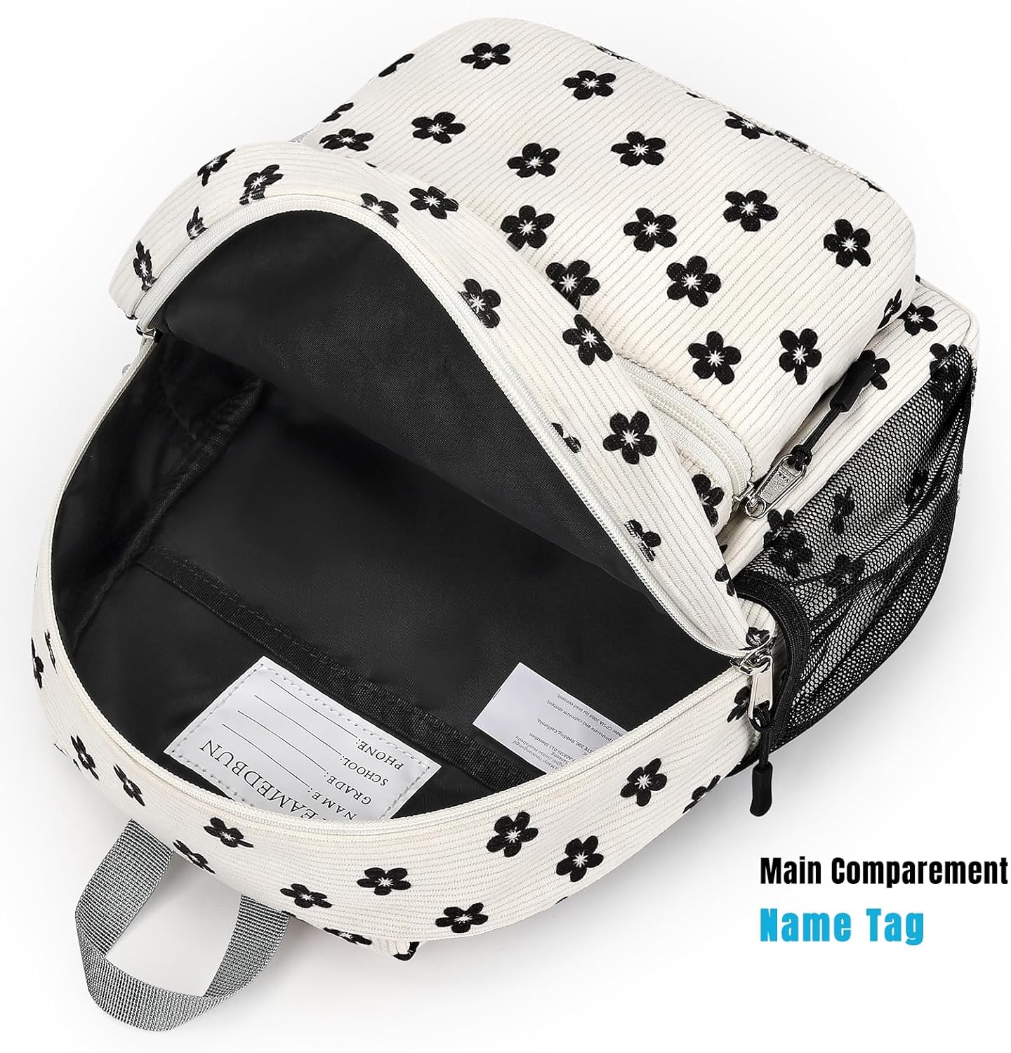 STEAMEDBUN Corduroy Toddler Backpack for Girls Boys 2-4, Kids Preschool Backpack for Kindergarten - Flower - Image 5