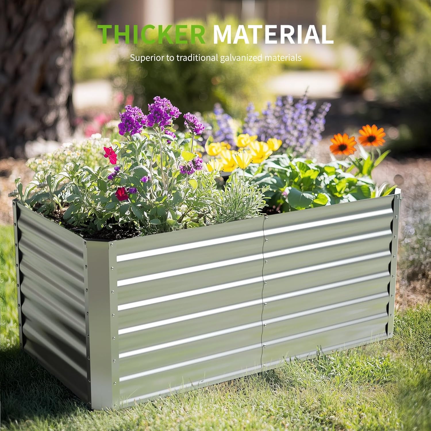 4X2X2ft (1 Pack) Galvanized Raised Garden Bed,Outdoor Planter Box Metal Patio Kit Planting Bed for Vegetables Flowers Herb