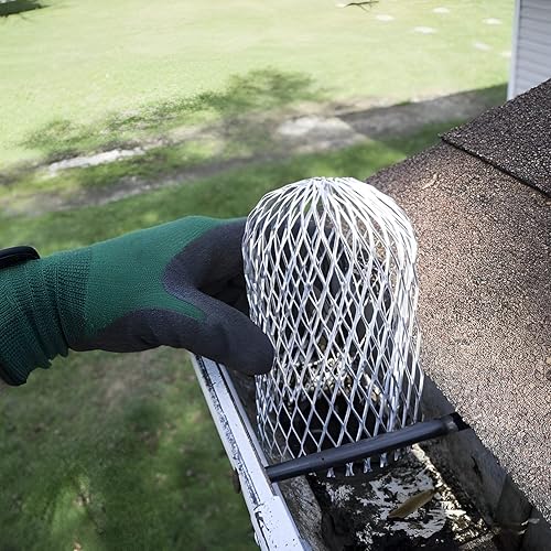 Miniatura 4 de Sankoly Paquete de 4 protectores de filtro de aluminio para bajantes, protectores de canalón, protectores de bajante de canalón expandibles para