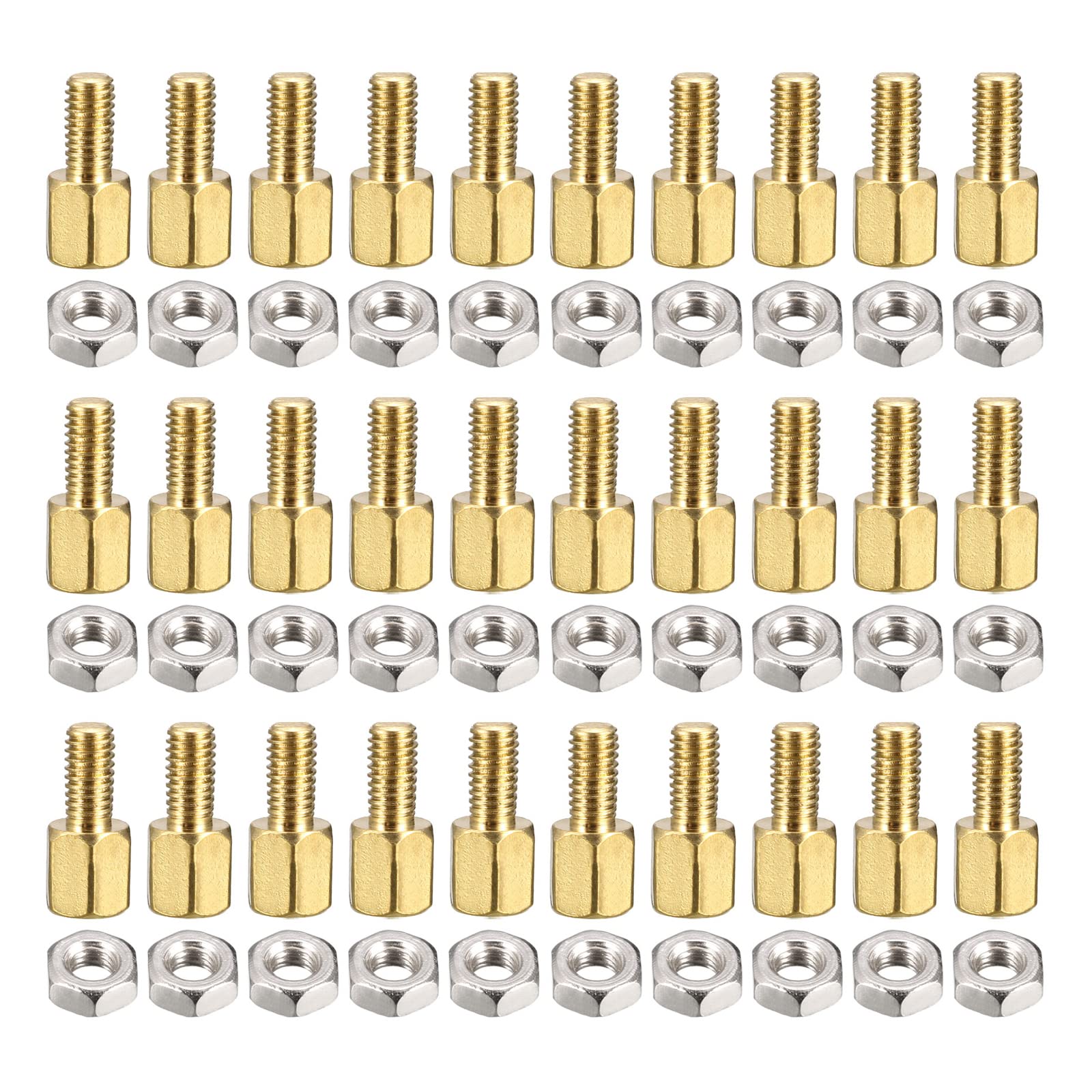YOKIVE 50 Pcs M3 Standoff Screws, Brass Hex PCB Standoffs, Keep Height Consistent, Great for Motherboard (Gold Tone, 5mm+6mm)