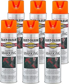 Rust-Oleum 2554838-6PK Professional Inverted Marking Spray Paint, Fluorescent Orange, 15 Ounce (Pack of 6)