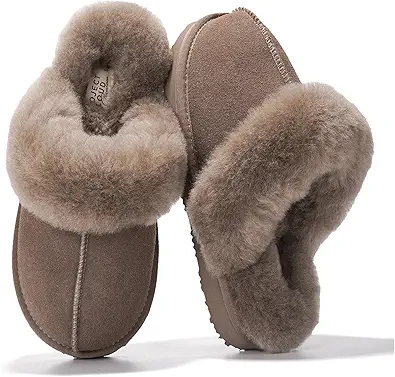 Project Cloud Genuine Leather Slippers for Women Footwear with Real Sheep Wool Lining Womens Clogs & Mule - Non-Slip Indoor/Outdoor Scuff Womens Slippers with Memory Foam Insole (Henka)