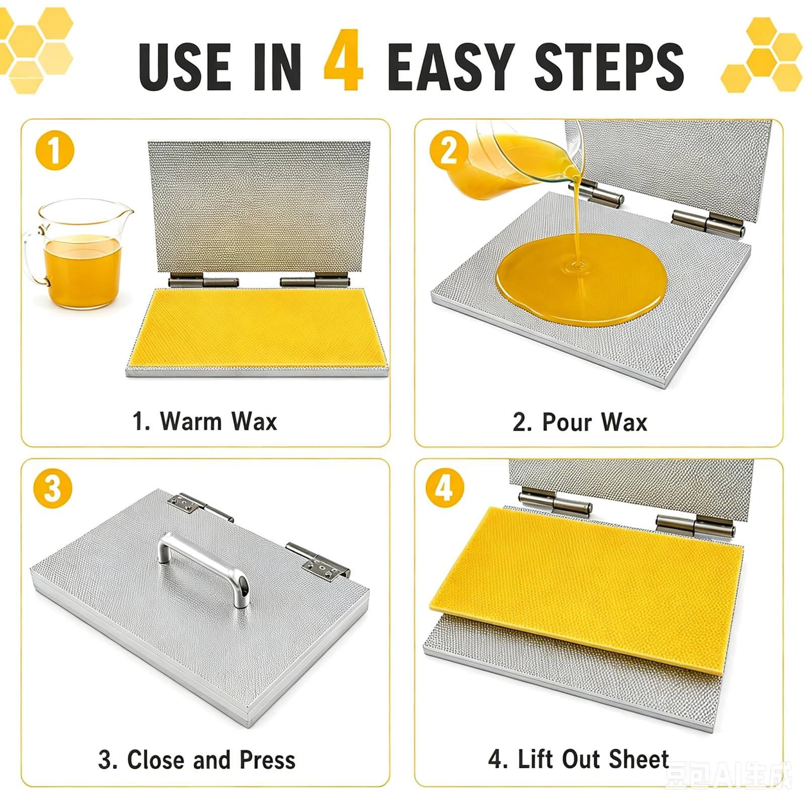 Mittelwandpresse aus Bienenwachs, ausgestattet mit Einer Grundplatte aus Aluminiumlegierung, Einer Form für Bienenwachsplatten und Einer Form für Wabenaugen, geeignet für Imkereibedarf und B
