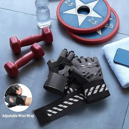 Miniatura 3 de B-Forest Guantes de entrenamiento, guantes de gimnasio, guantes de levantamiento de pesas con muñequera para hombres y mujeres para entrenamiento,