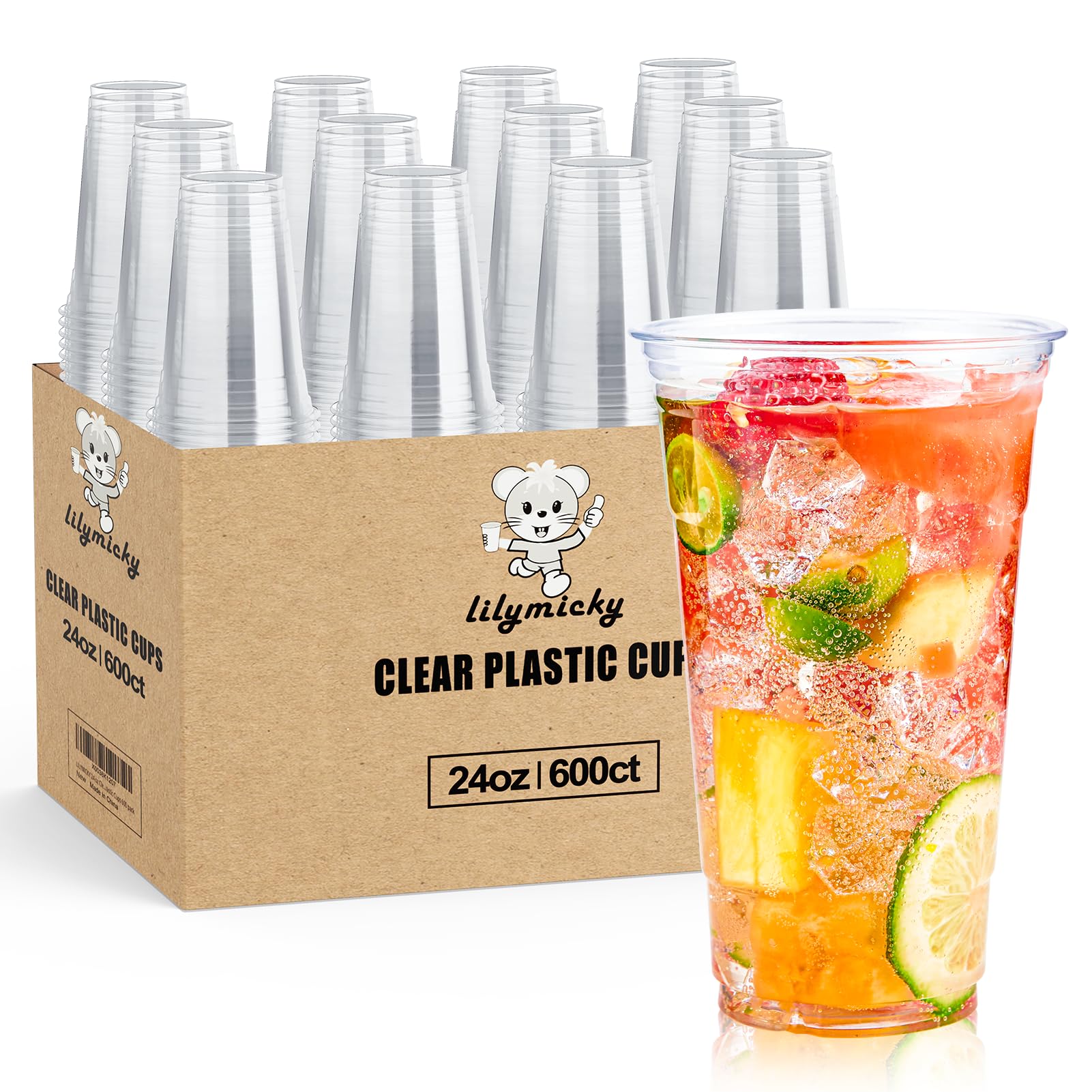 Lilymicky 600 Pack 24 oz Clear Plastic Cups