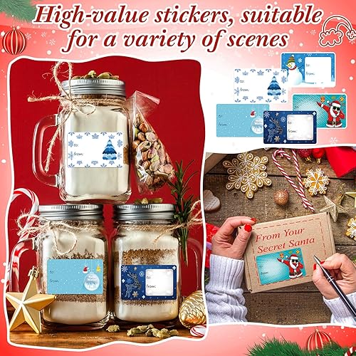 Vista 13 de Outus 500 etiquetas de Navidad, etiquetas autoadhesivas de regalo para regalos de Navidad, etiquetas de nombre de Navidad, etiquetas para papel