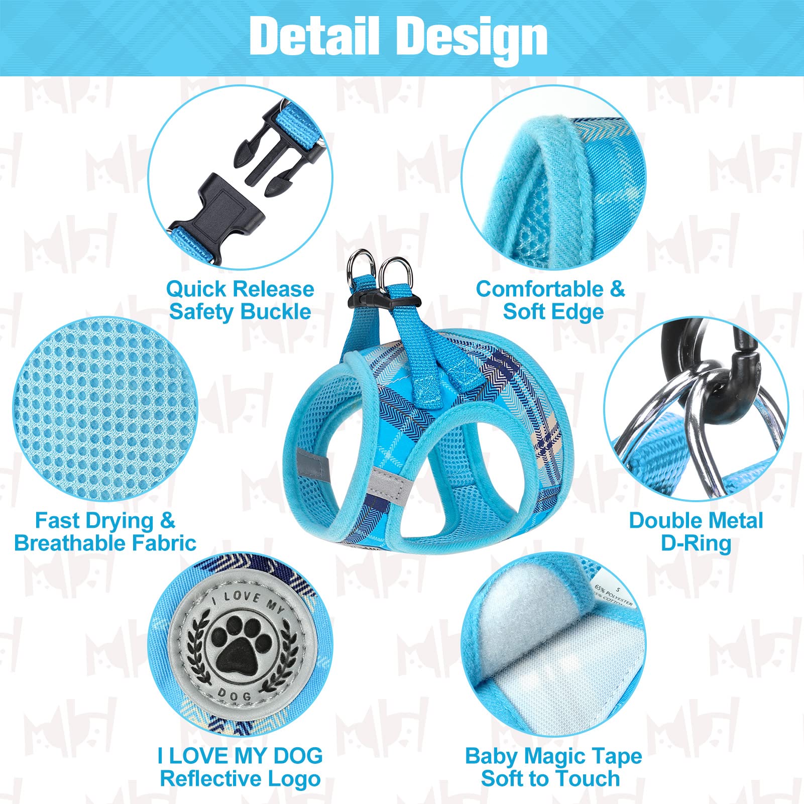 BEAUTYZOO Step in No Chock No Pull Soft Mesh Dog Harness and Leash Set - Image 3