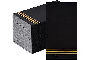 100 Black Dinner Napkins with Gold Trim