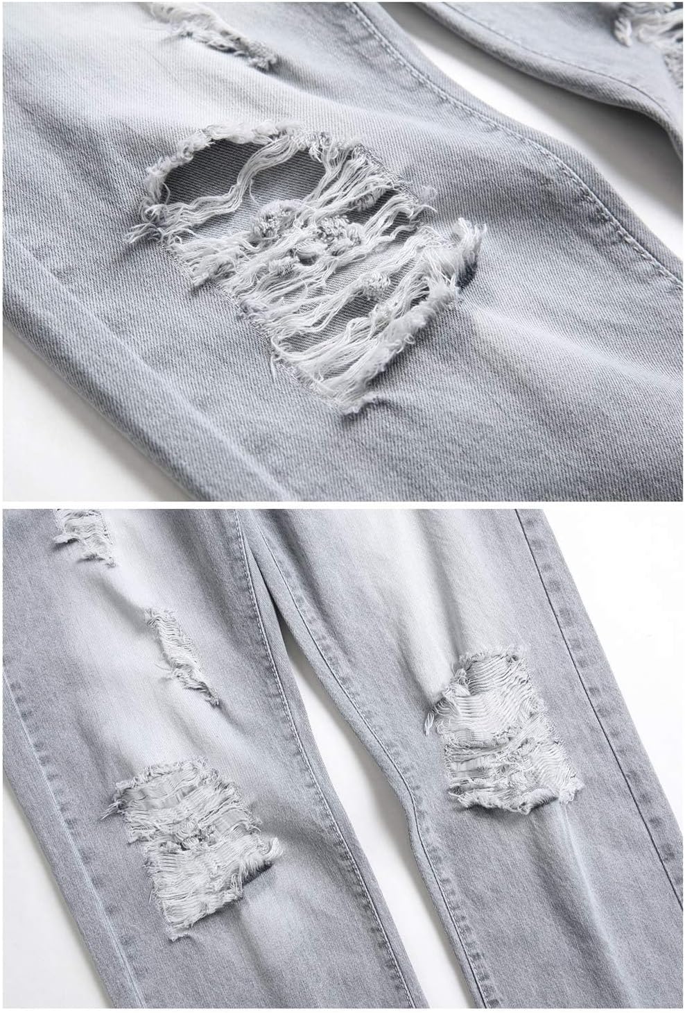 Mens Ripped Jeans Slim Fit Straight Leg Denim Pant with Holes - Image 6