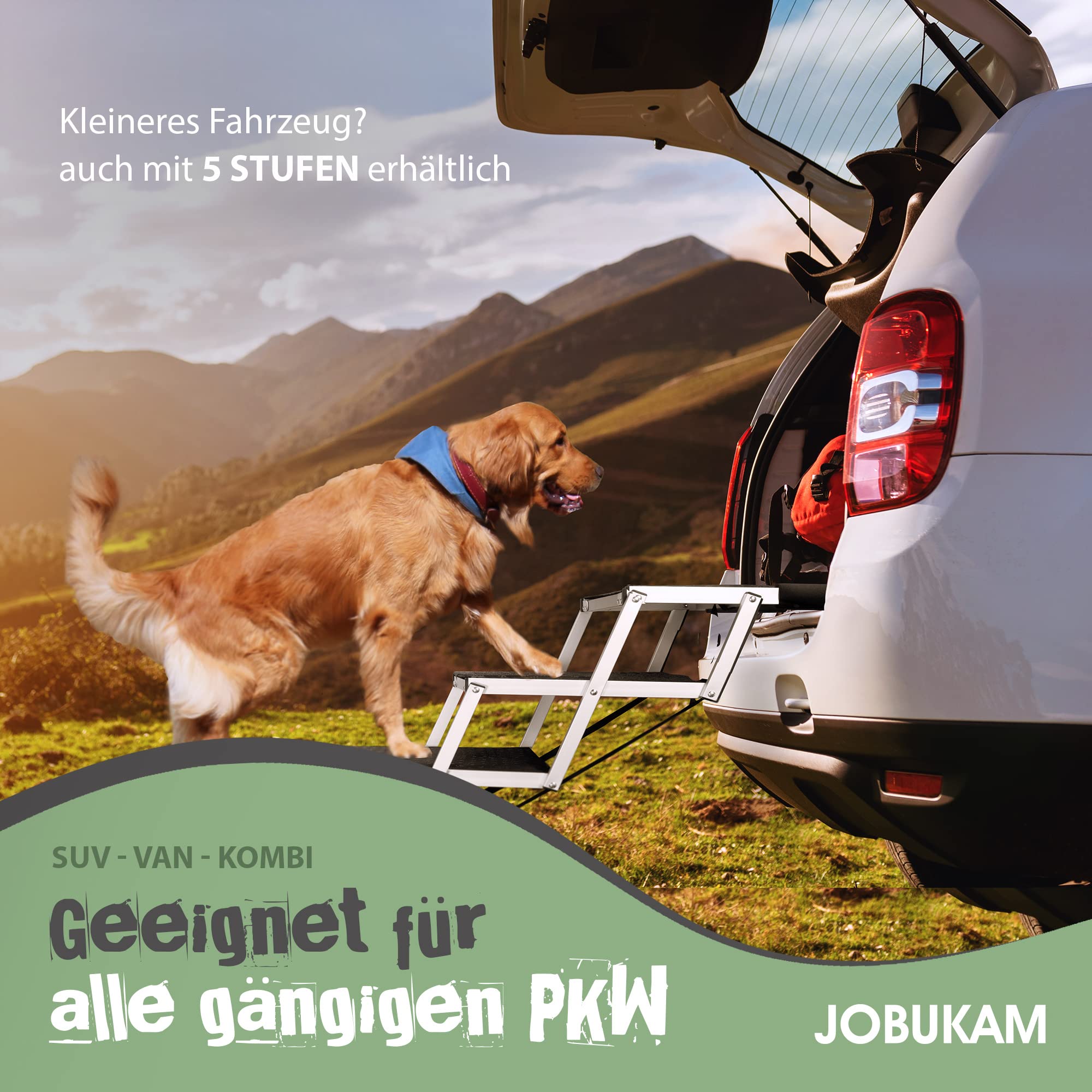 SDLDEER Hondentrap, auto, opstaphulp, auto, voor alle voertuigen, in hoogte verstelbaar, belastbaar tot 80 kg (4 treden, 70-90 cm