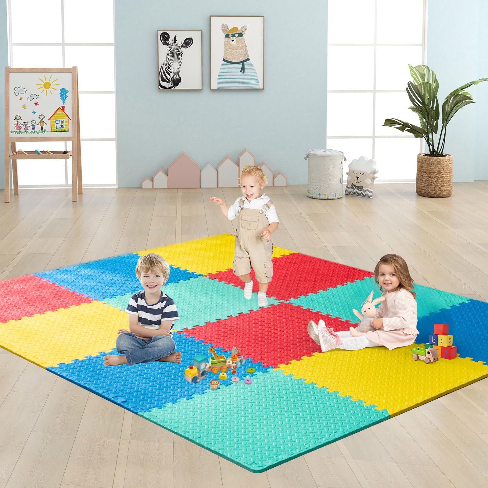 Amazon.com : HONEY JOY Foam Floor Tiles for Kids, EVA Interlocking