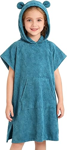 MissShorthair Toalla Poncho para niños, toalla de playa con capucha para niña y niño, poncho de surf, bata de baño, toalla de baño de microfibra,
