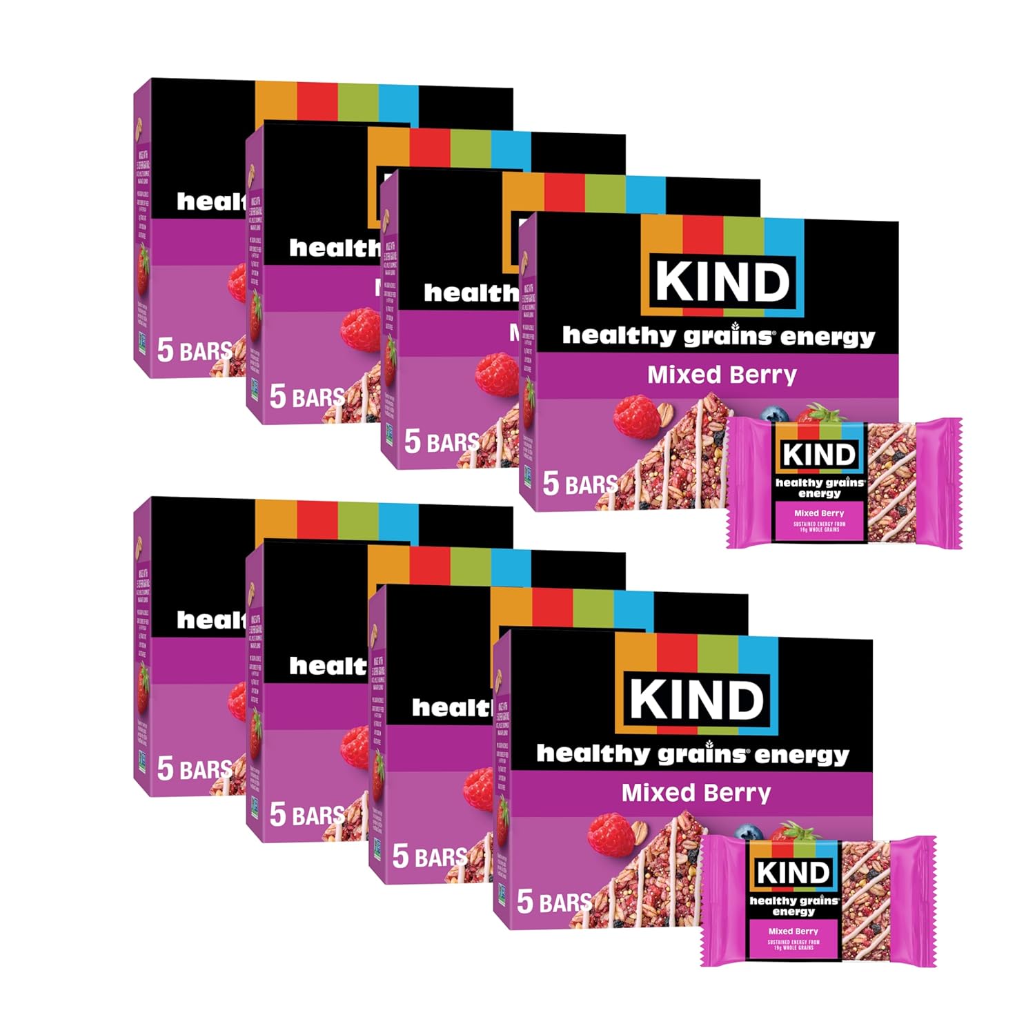 KIND Healthy Grains Energy Bars, Mixed Berry, Gluten Free, Healthy Snacks, 19g Whole Grains, 40 Count
